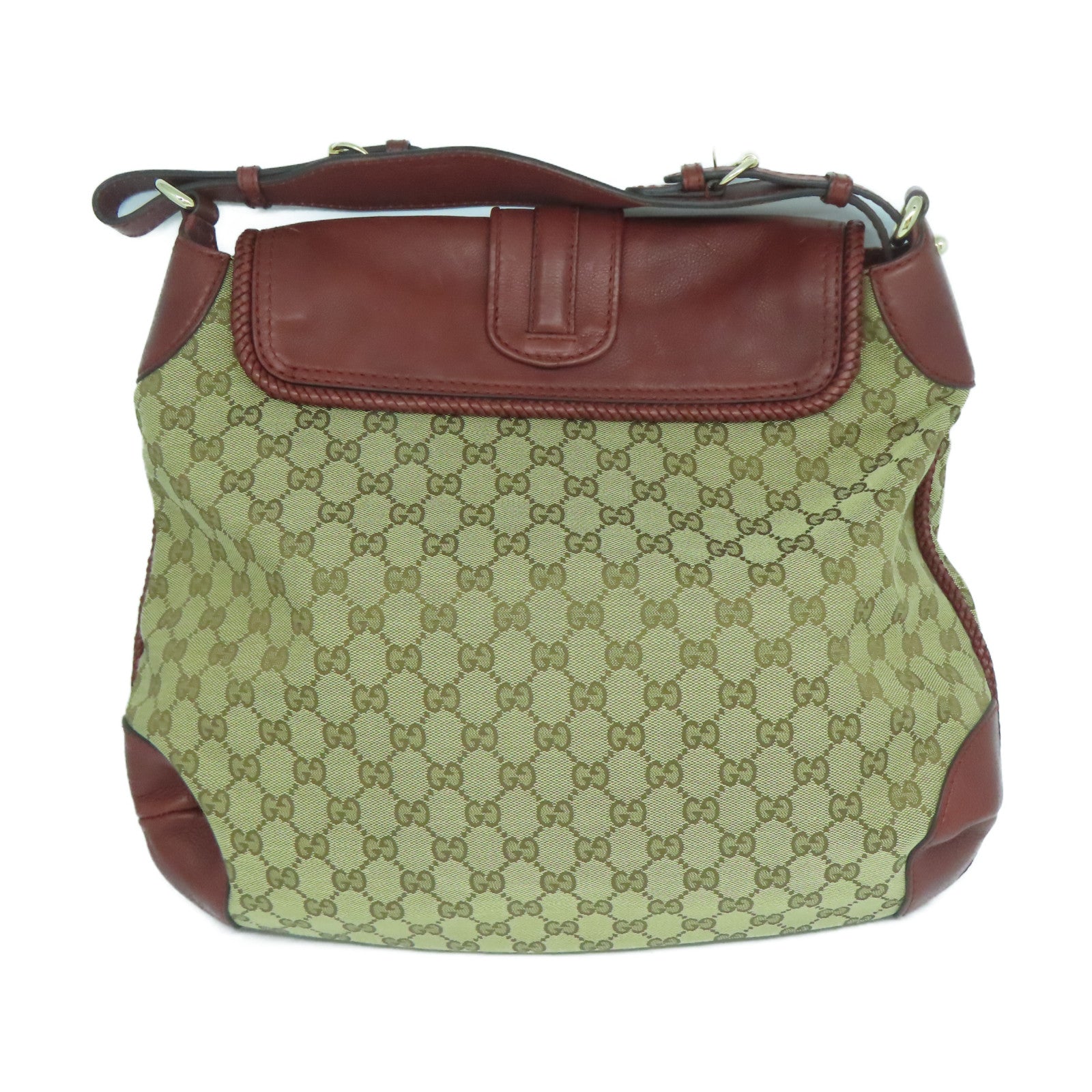 GUCCI 帆布/皮革Shoulder Bag金扣肩背袋紅色