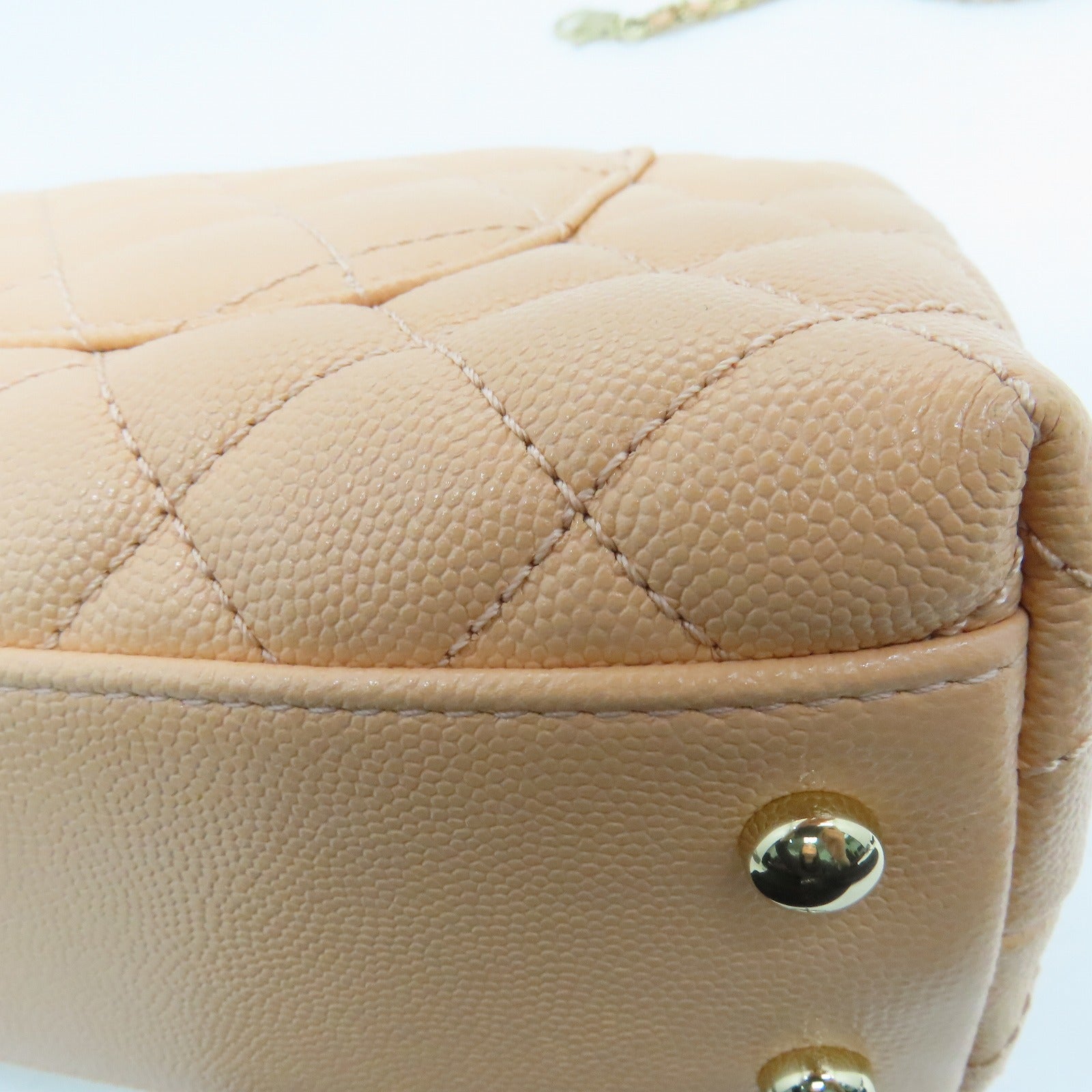 CHANEL 菱格Caviar皮革2 Way Shoulder Bag金扣手挽肩背兩用袋粉紅色
