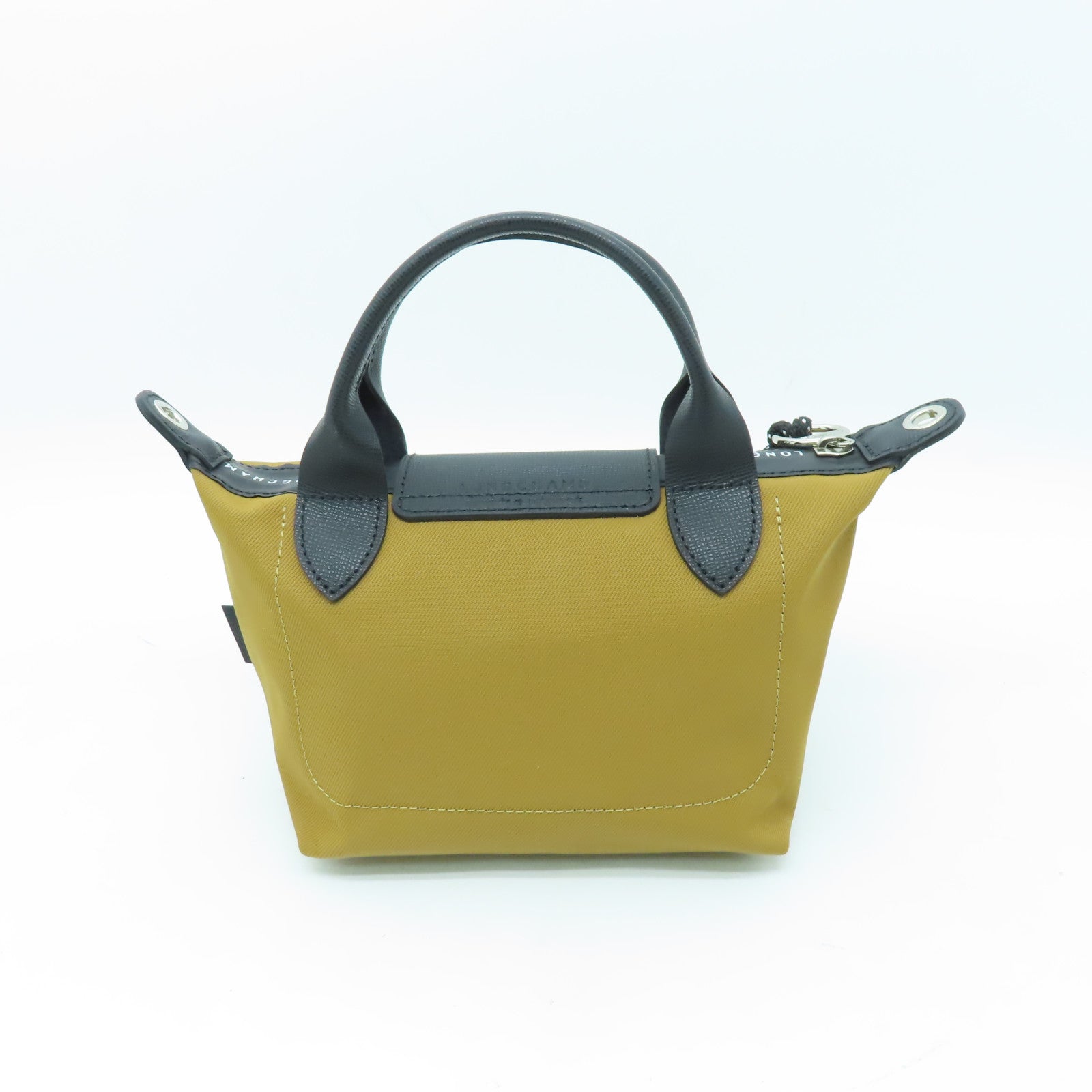 Longchamp 尼龍２Way Shoulder銀扣手挽肩背兩用袋卡其色/黑色