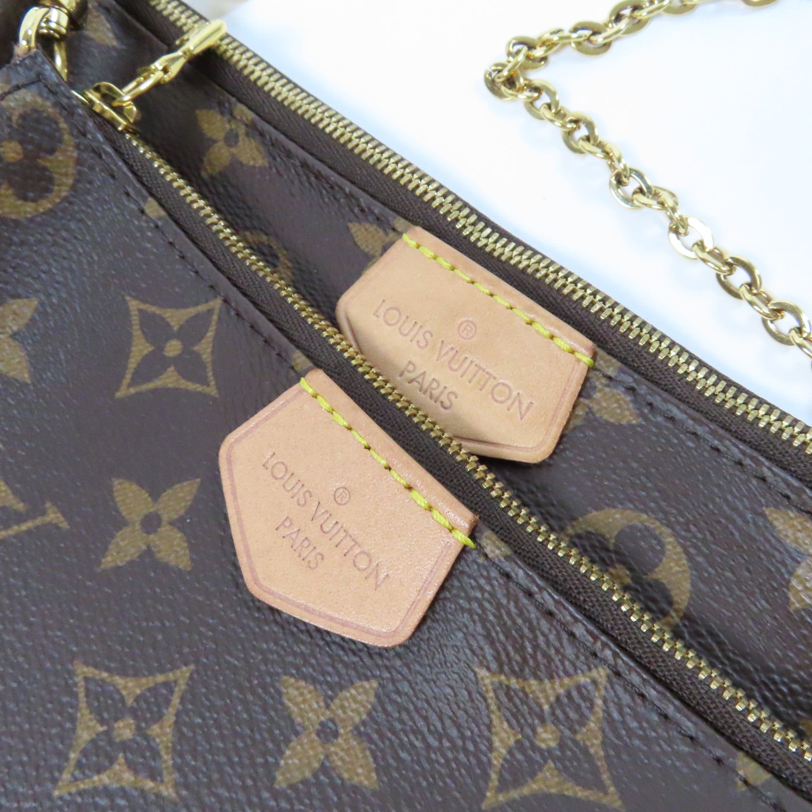 LOUIS VUITTON Monogram Multi Pochette Accessories金扣手挽肩背兩用袋啡色/粉紅色