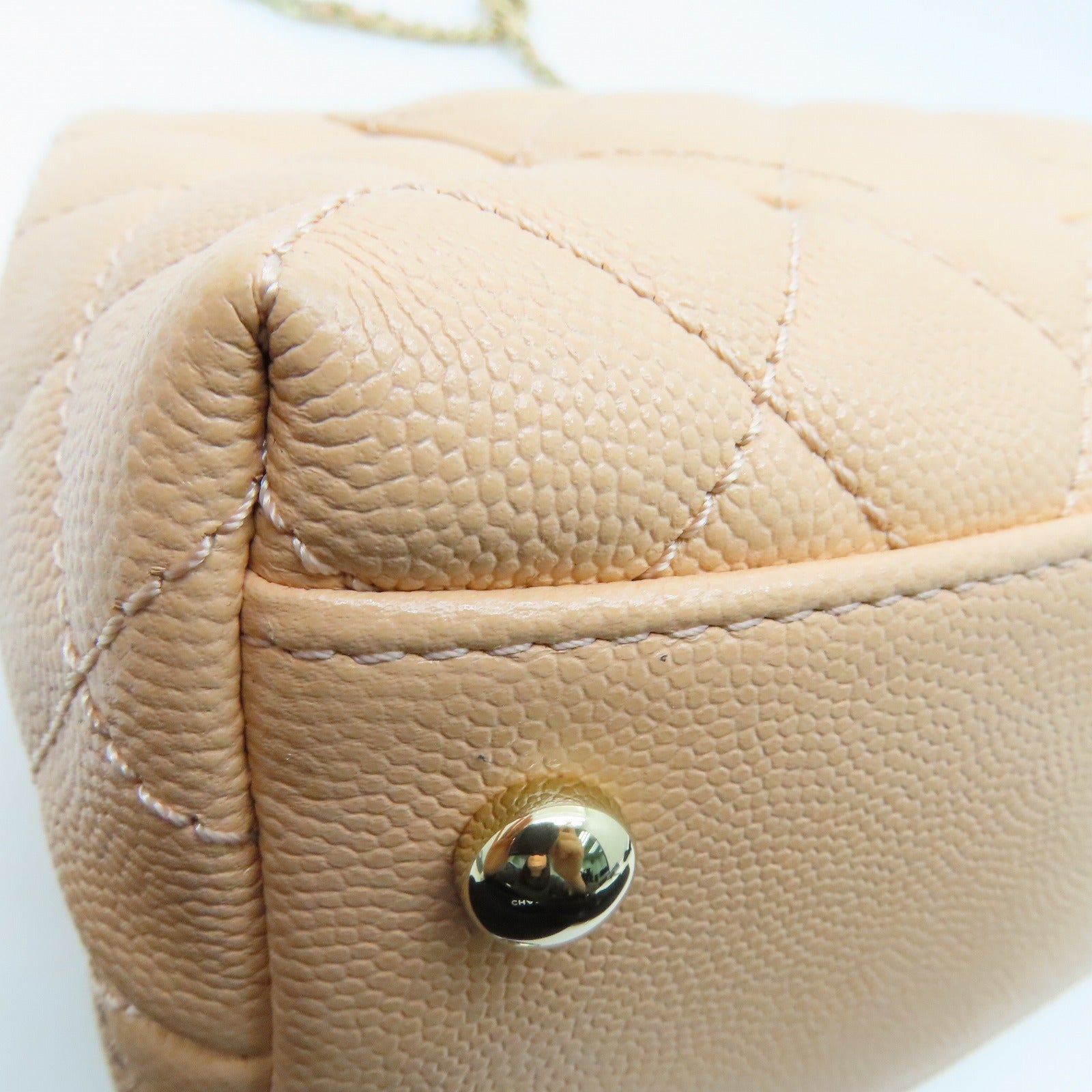 CHANEL 菱格Caviar皮革2 Way Shoulder Bag金扣手挽肩背兩用袋粉紅色