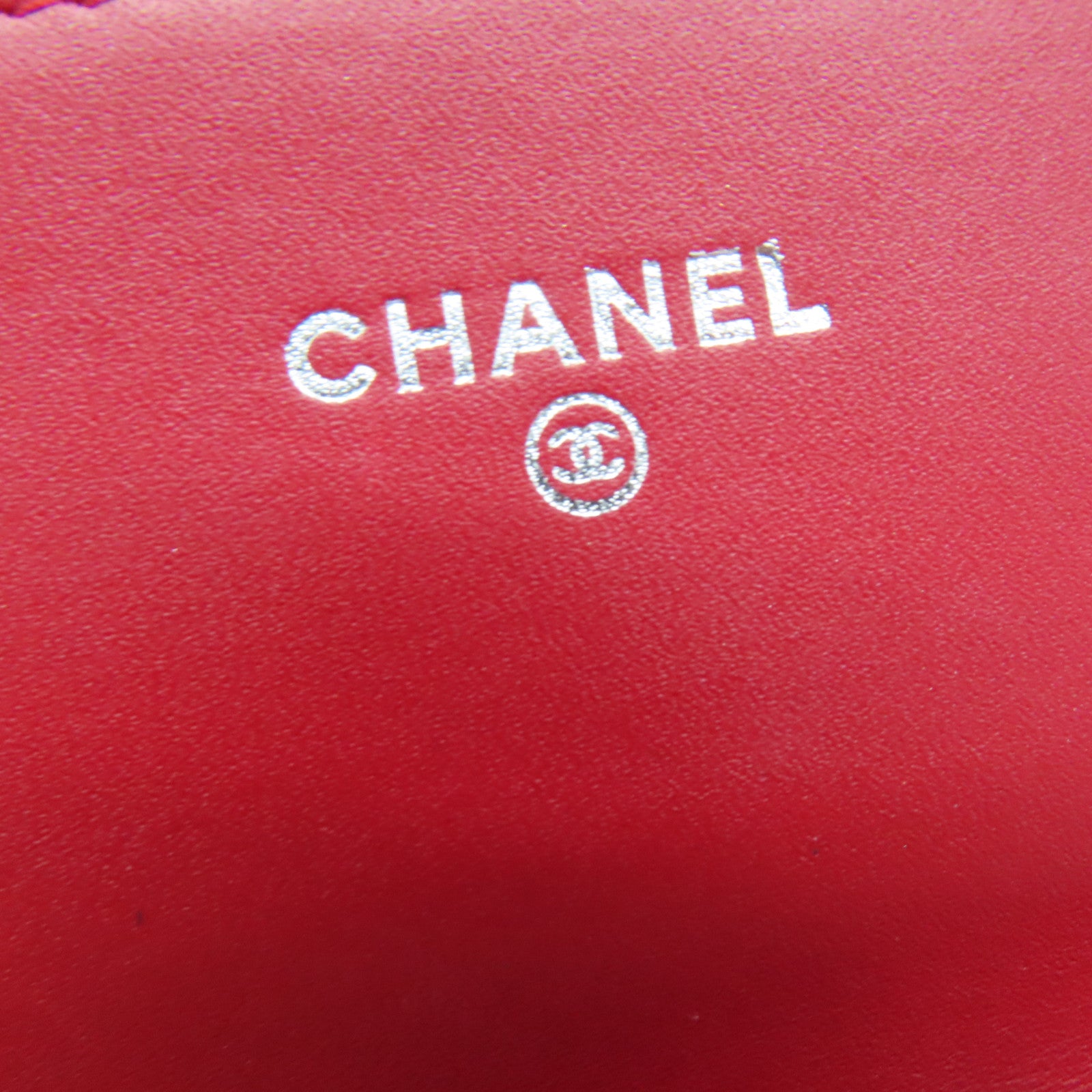 CHANEL Rhombus Patent Leather Wallet on Chain Shoulder Bag Red
