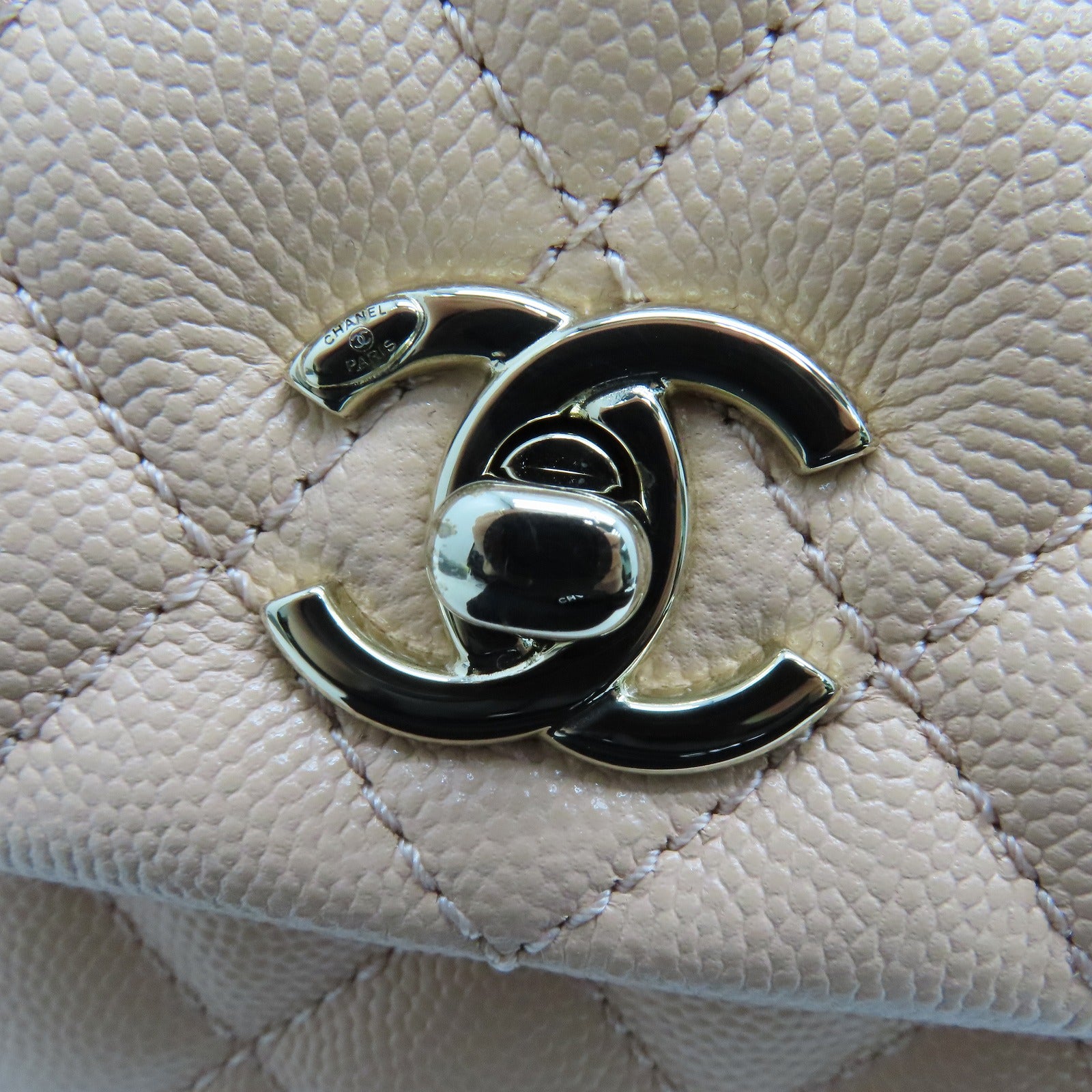 CHANEL 菱格Caviar皮革2 Way Shoulder Bag金扣手挽肩背兩用袋粉紅色