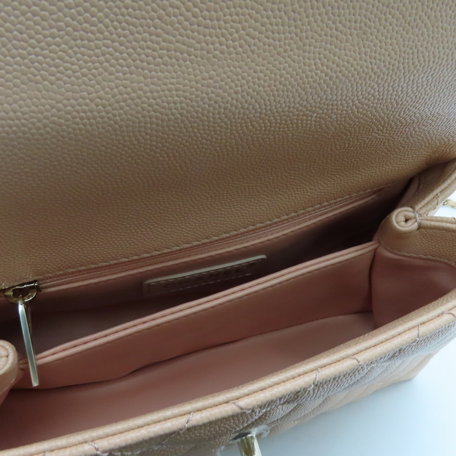 CHANEL 菱格Caviar皮革2 Way Shoulder Bag金扣手挽肩背兩用袋粉紅色