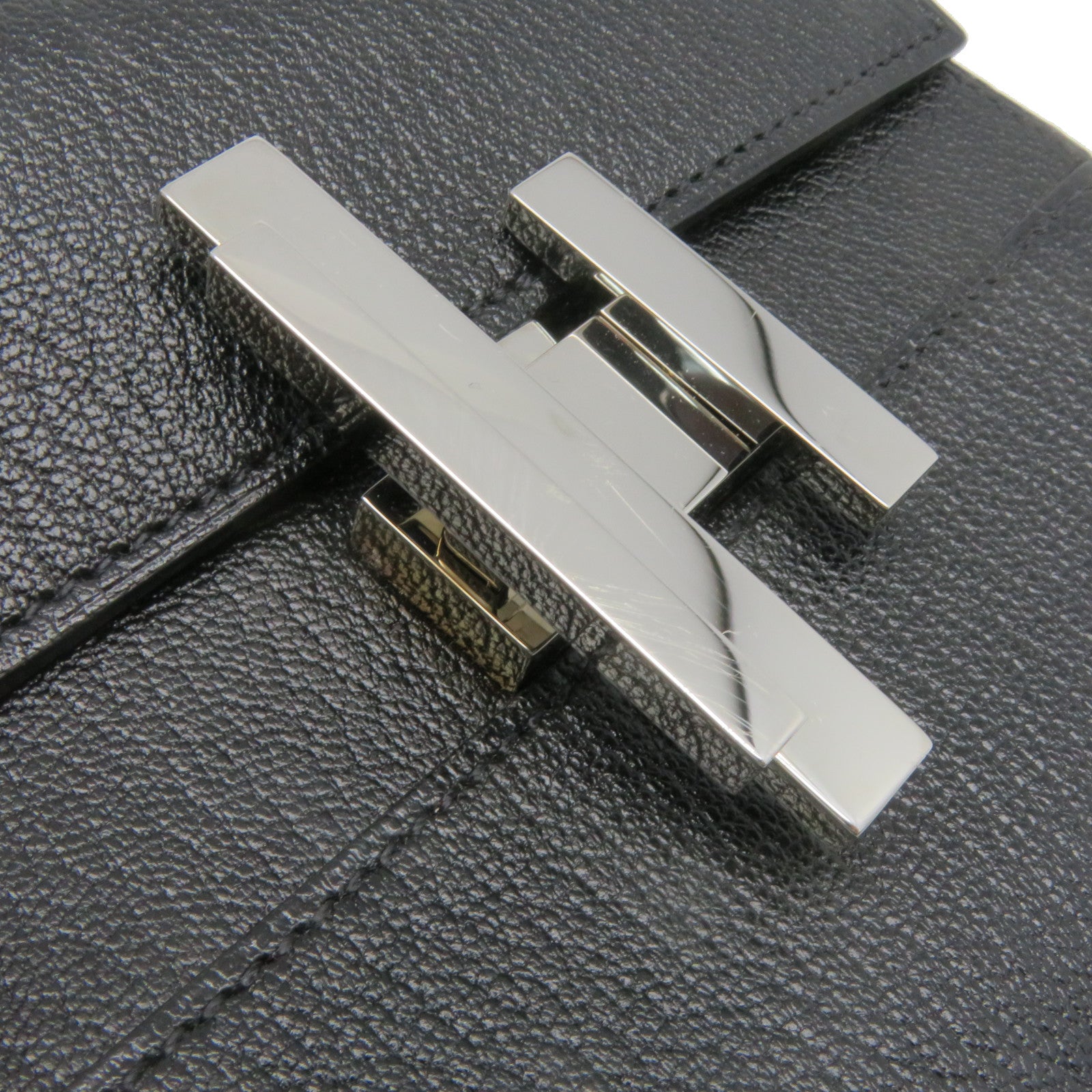 HERMES Chevre皮革Cinhetic Mini Shoulder Wallet肩背钱包Blakc黑色