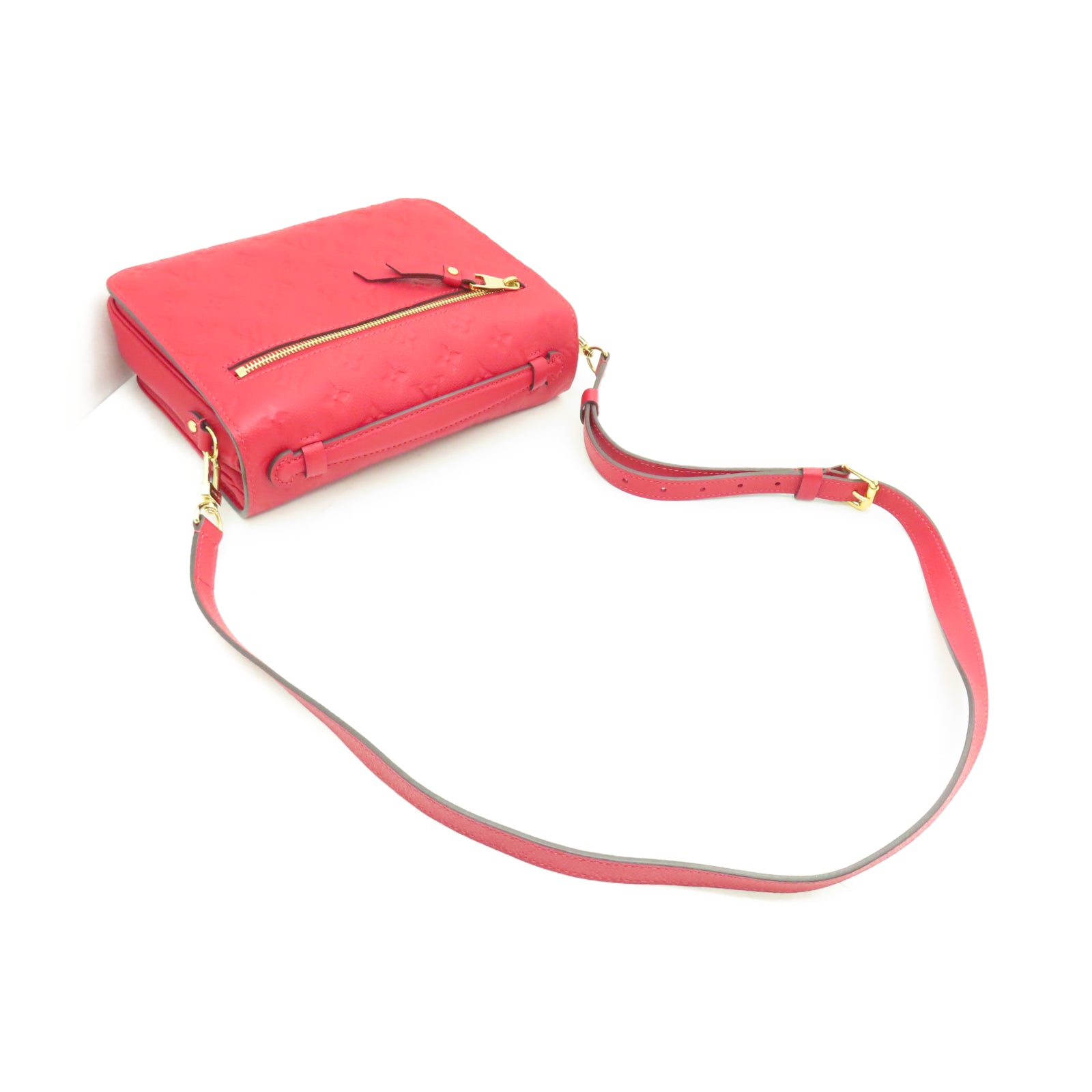 LOUIS VUITTON 【激減優惠】Monogram Empreinte Pochette Metis金扣肩背袋紅色