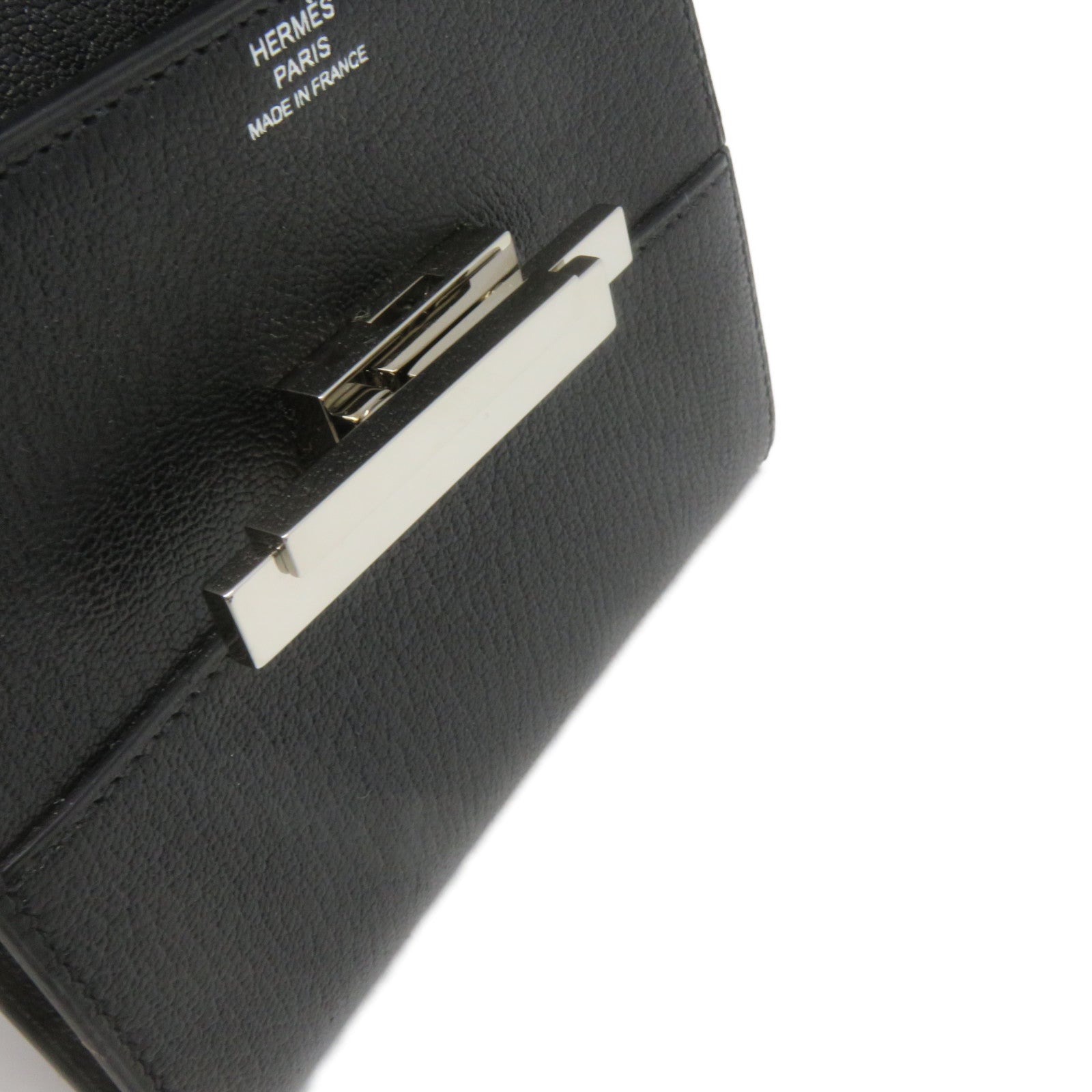 HERMES Chevre皮革Cinhetic Mini Shoulder Wallet肩背钱包Blakc黑色