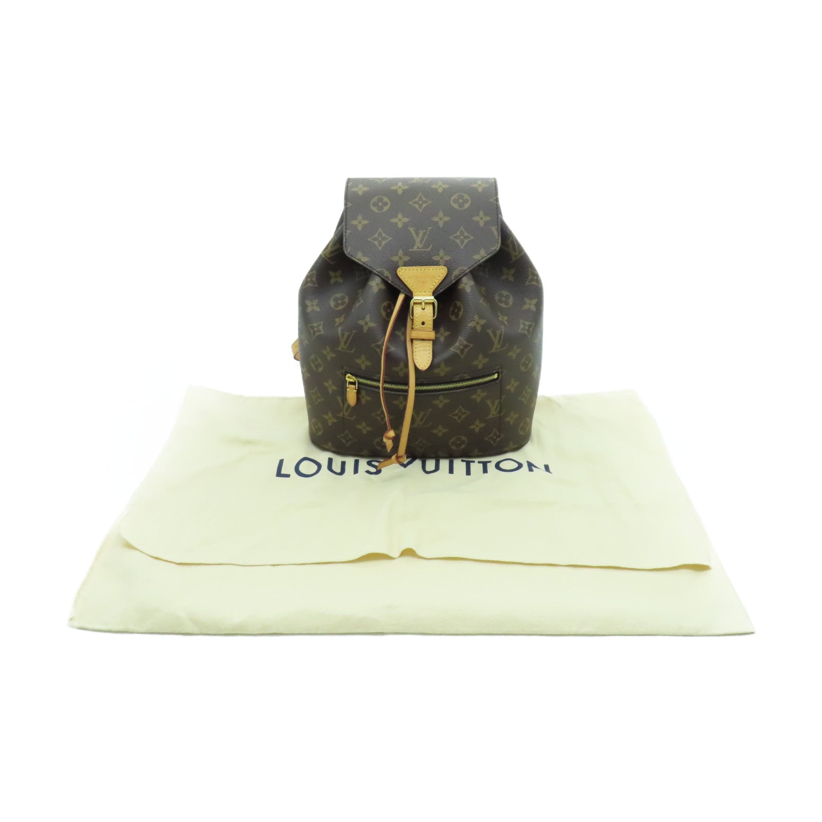 LOUIS VUITTON 【激減優惠】Monogram Montsouris MM金扣背包啡色