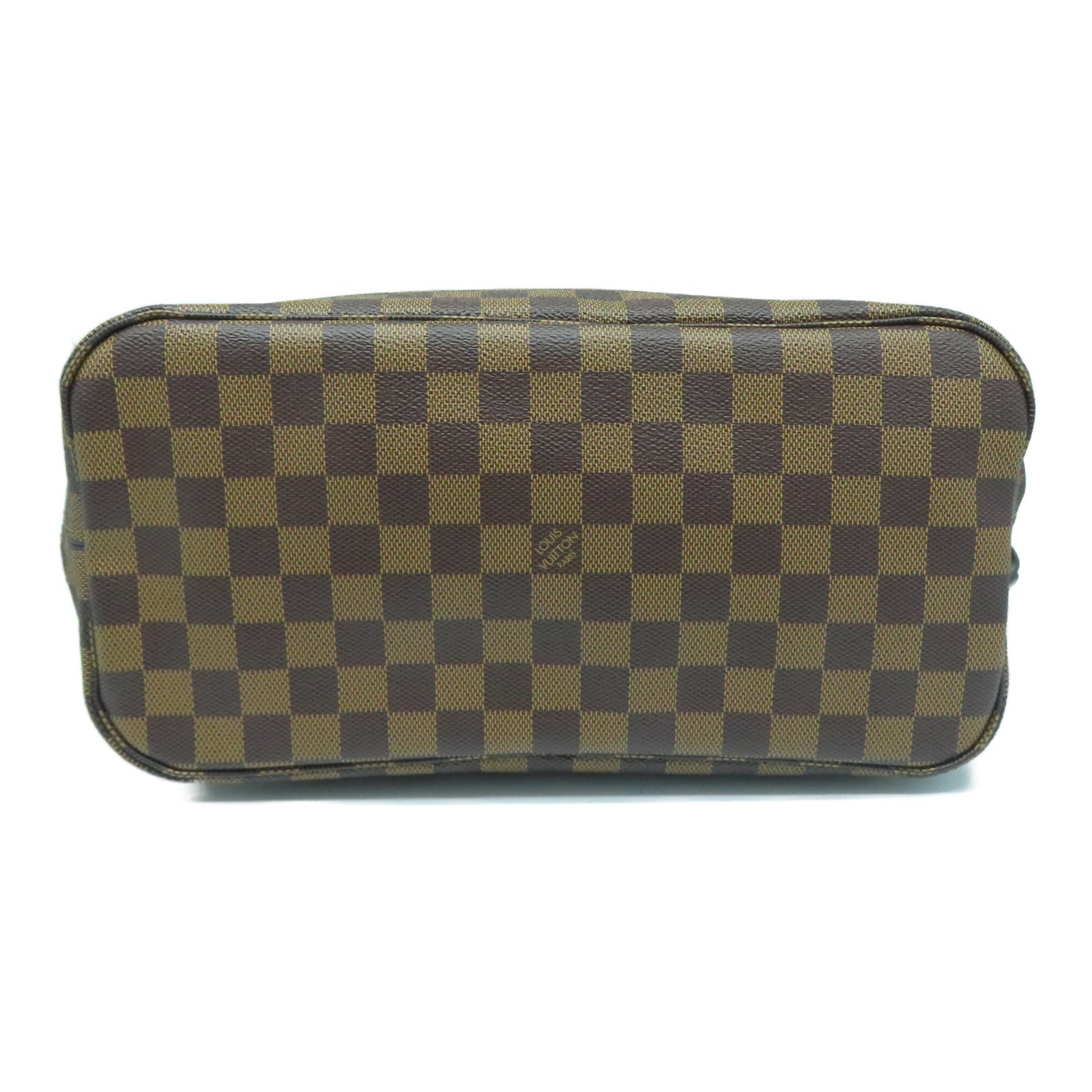 LOUIS VUITTON Damier Neverfull MM金扣手挽袋棕色