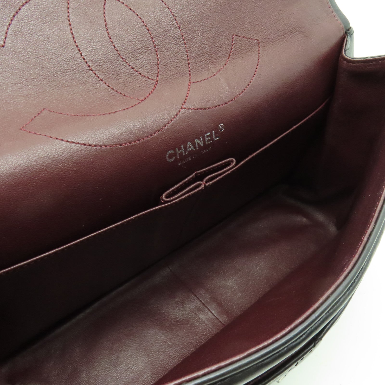 CHANEL Aged Calf皮革2.55銀扣鏈帶肩背袋黒色