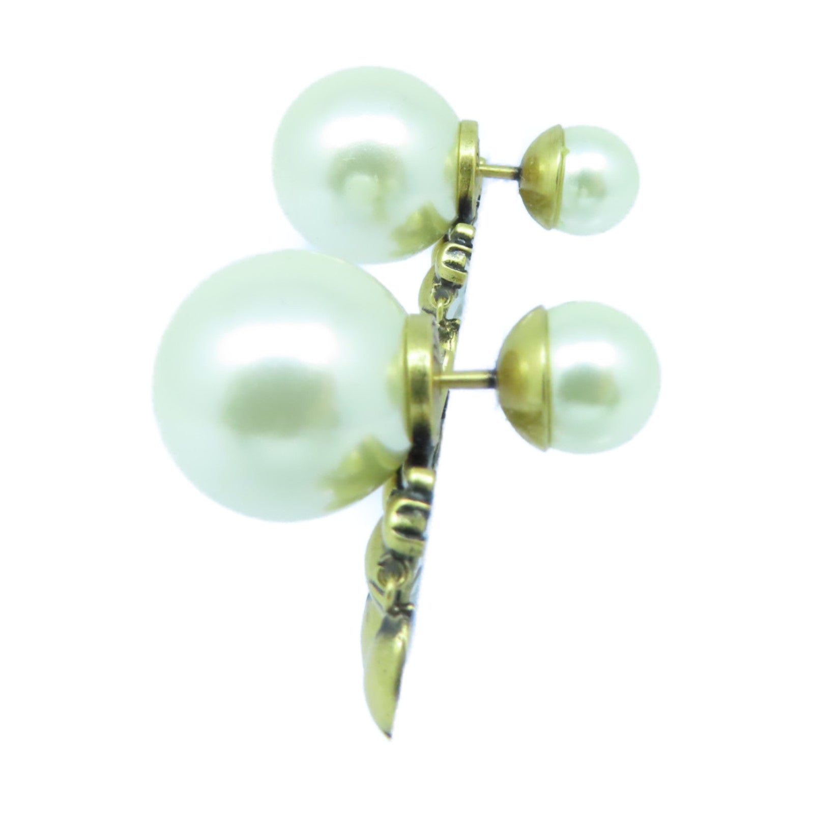 Dior 水晶/仿珍珠Earrings金扣耳環銀色/白色
