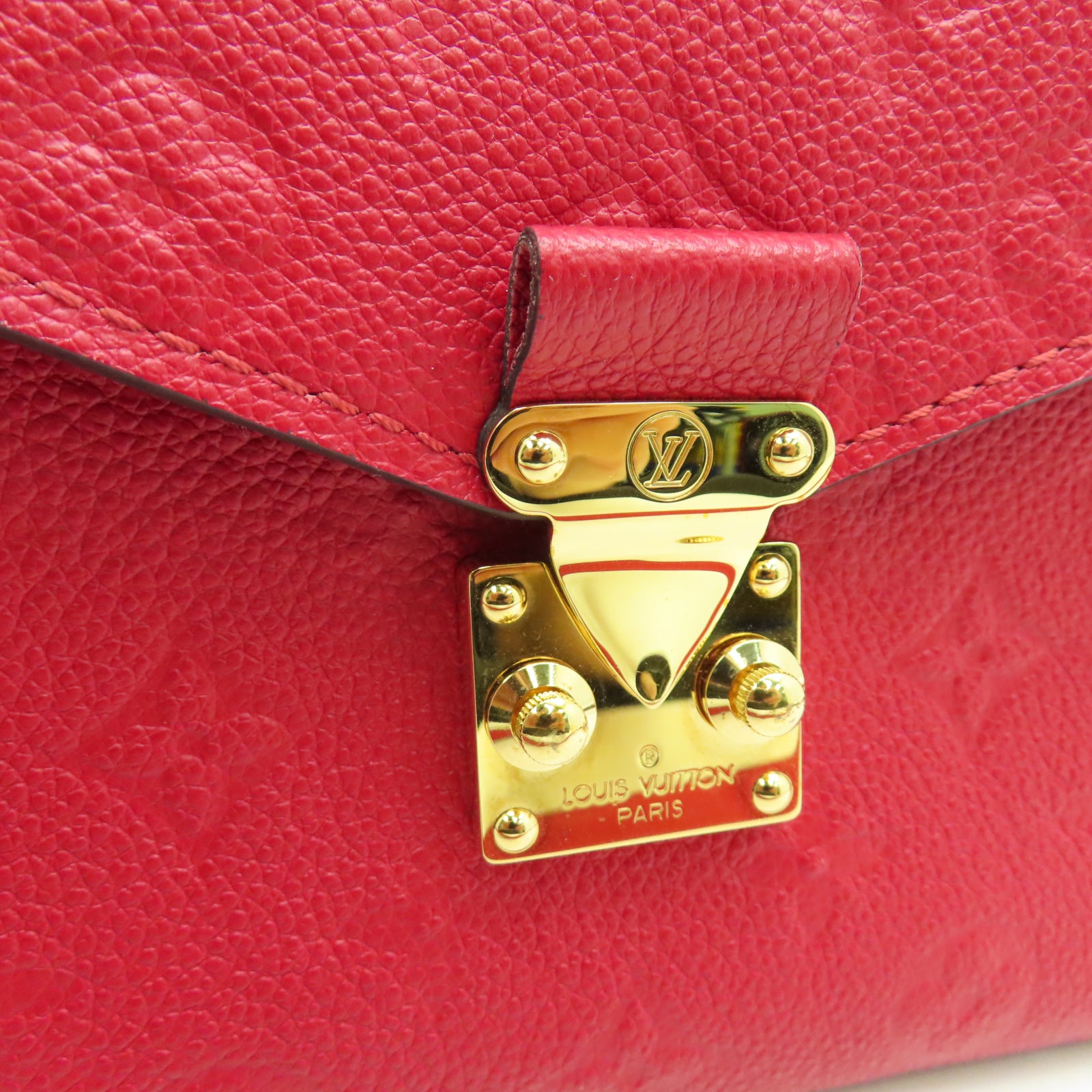 LOUIS VUITTON 【激減優惠】Monogram Empreinte Pochette Metis金扣肩背袋紅色