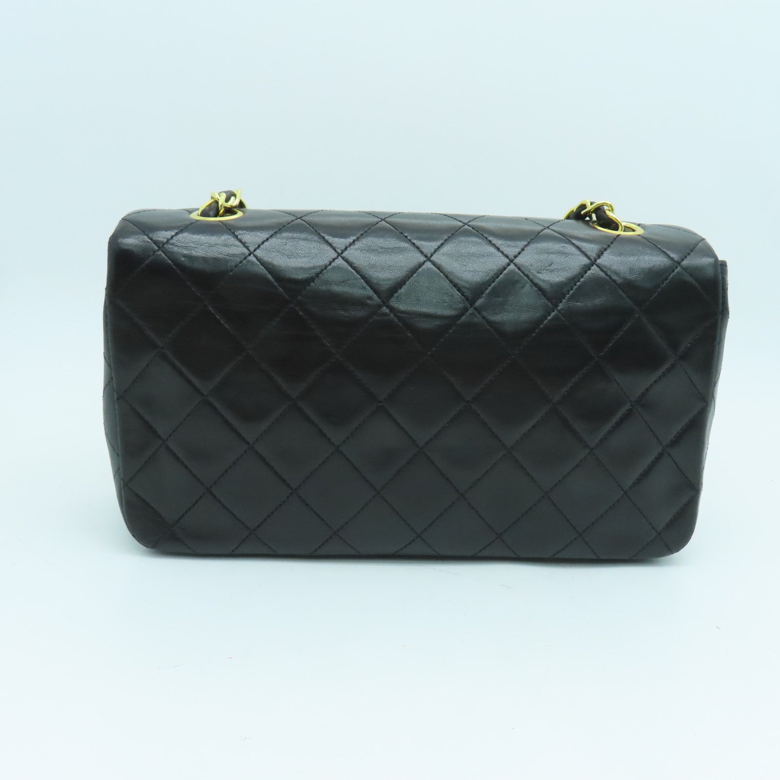 CHANEL 【激減優惠】菱格羊皮皮革Chain Shoulder金扣肩背袋黑色