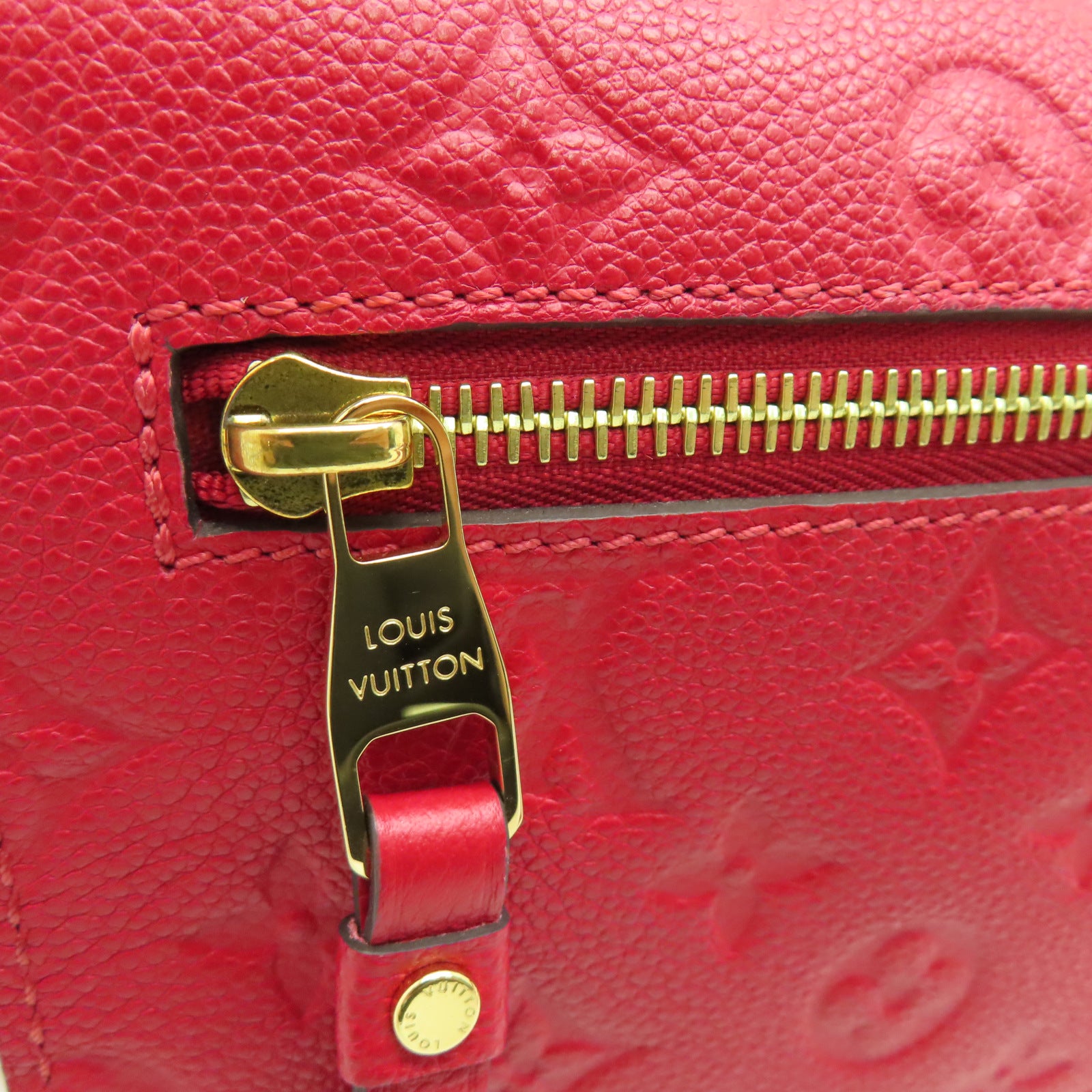 LOUIS VUITTON 【激減優惠】Monogram Empreinte Pochette Metis金扣肩背袋紅色