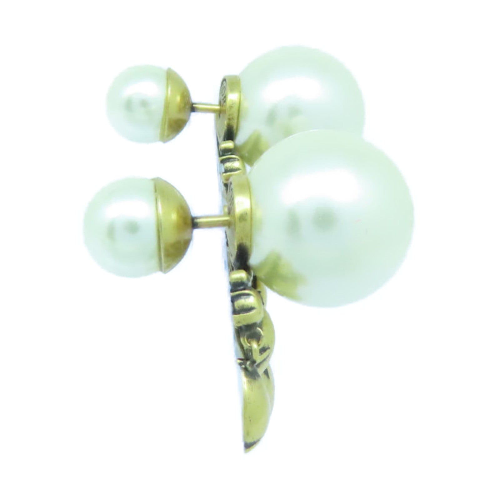 Dior 水晶/仿珍珠Earrings金扣耳環銀色/白色