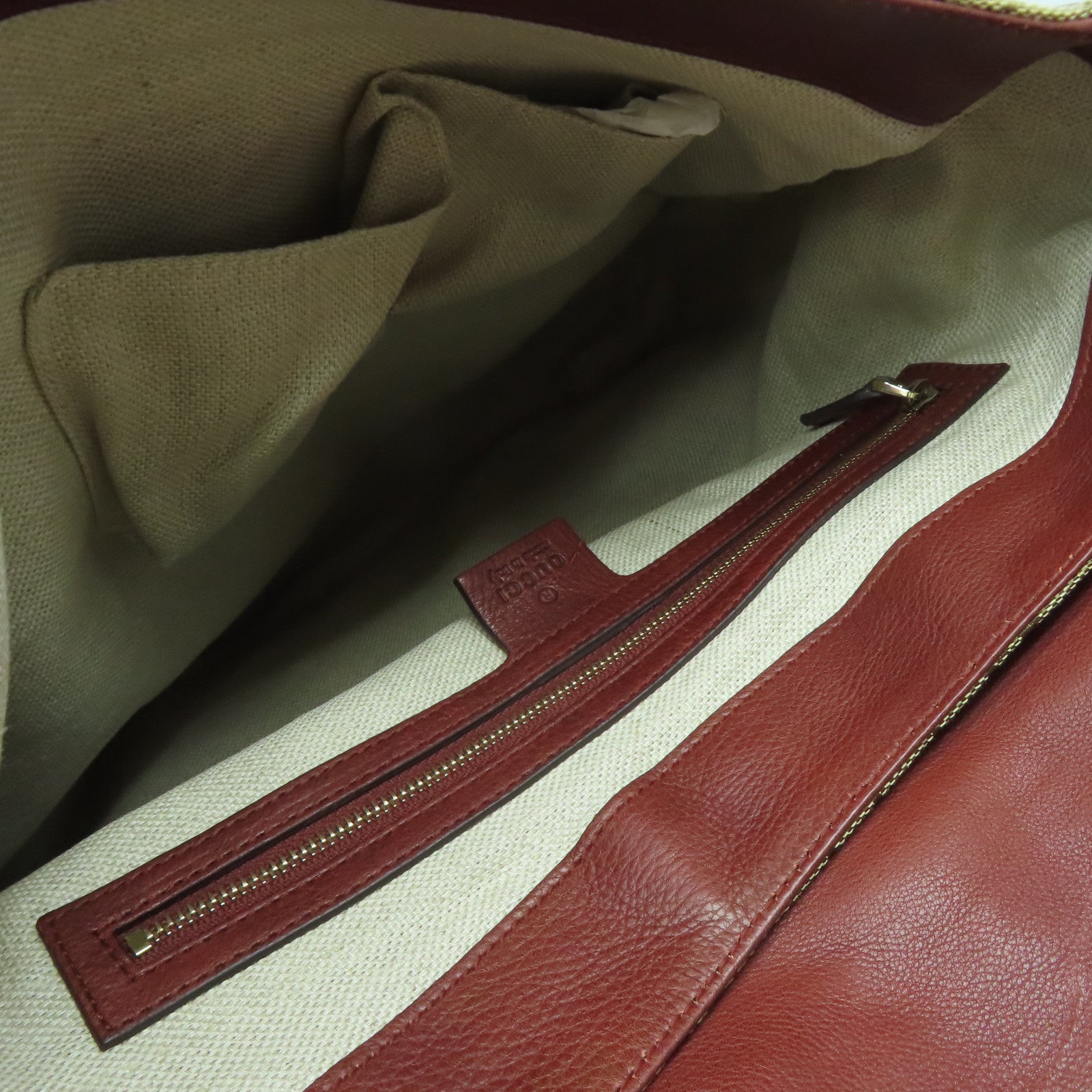 GUCCI 帆布/皮革Shoulder Bag金扣肩背袋紅色