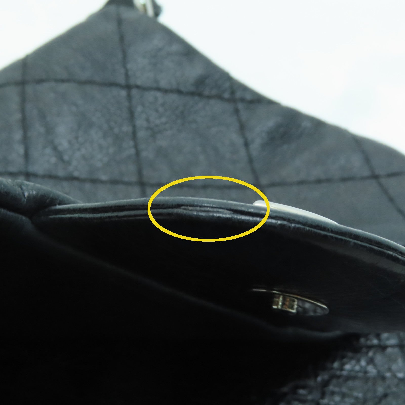 CHANEL 菱格牛皮皮革Shoulder Bag銀扣肩背袋黑色