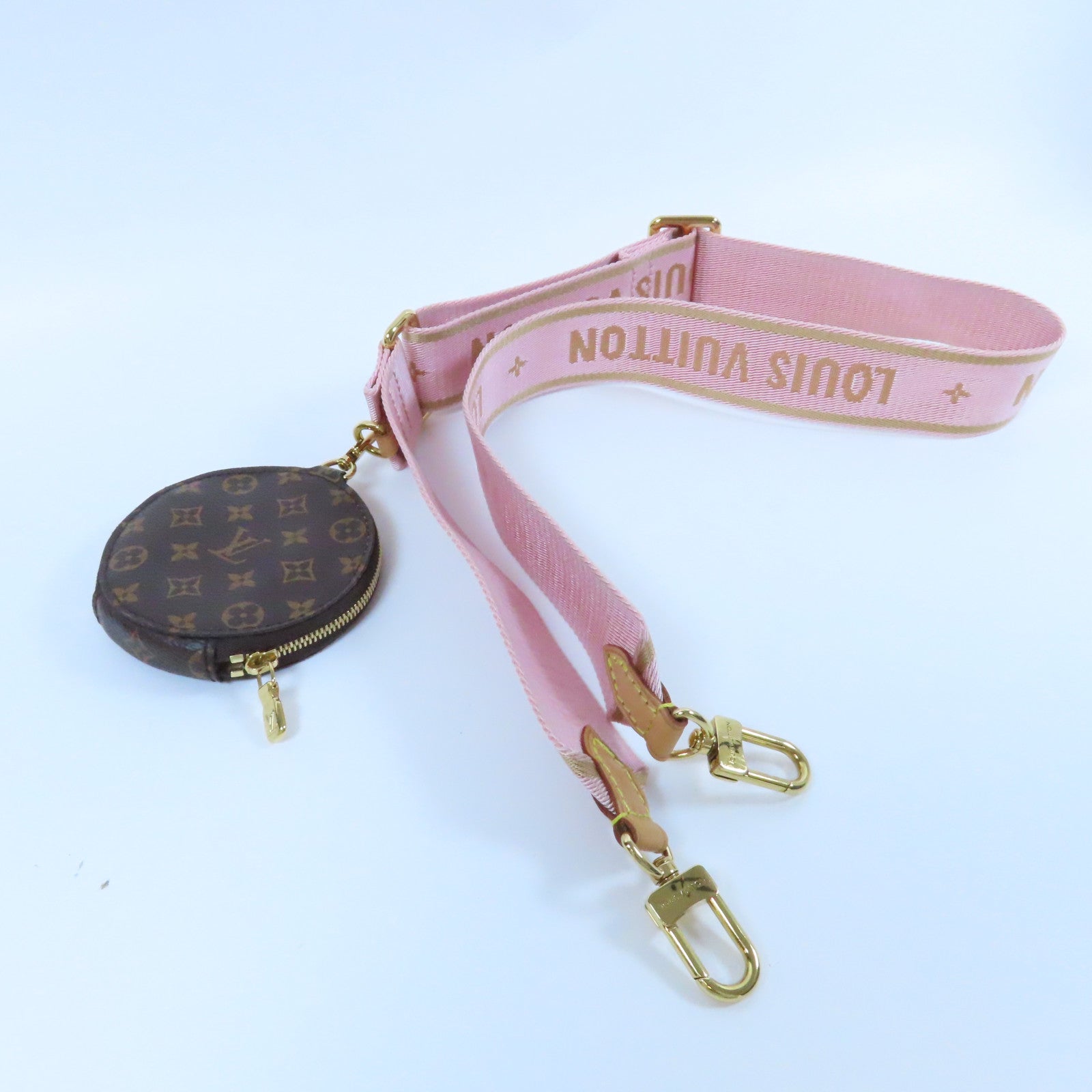 LOUIS VUITTON Monogram Multi Pochette Accessories金扣手挽肩背兩用袋啡色/粉紅色