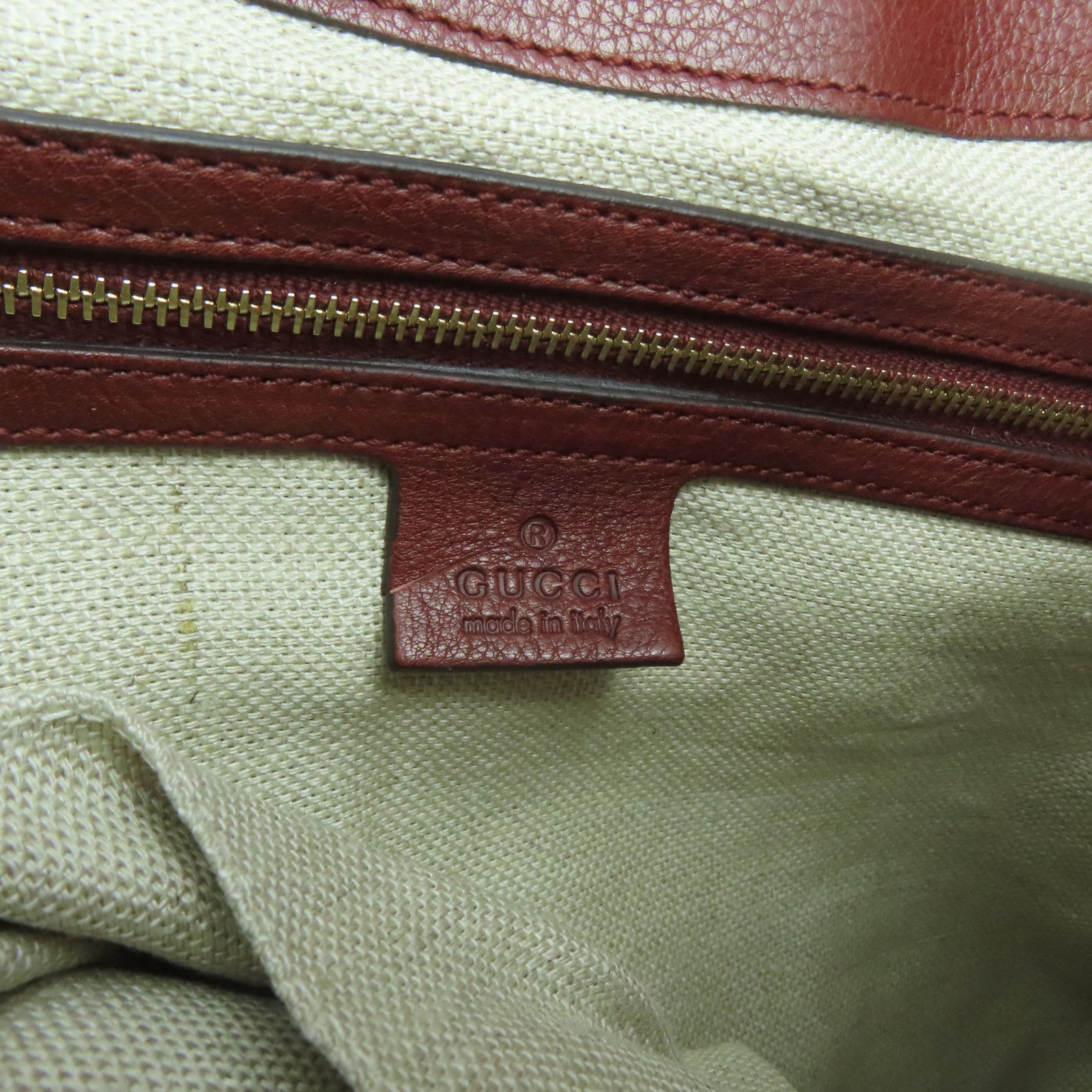 GUCCI 帆布/皮革Shoulder Bag金扣肩背袋紅色