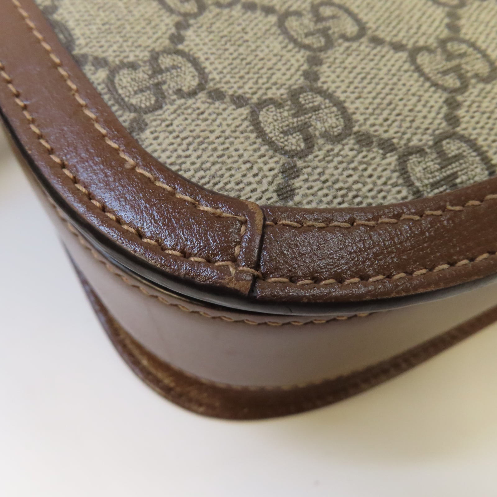 GUCCI 塗層帆布Horsebit 1955金扣肩背袋啡色