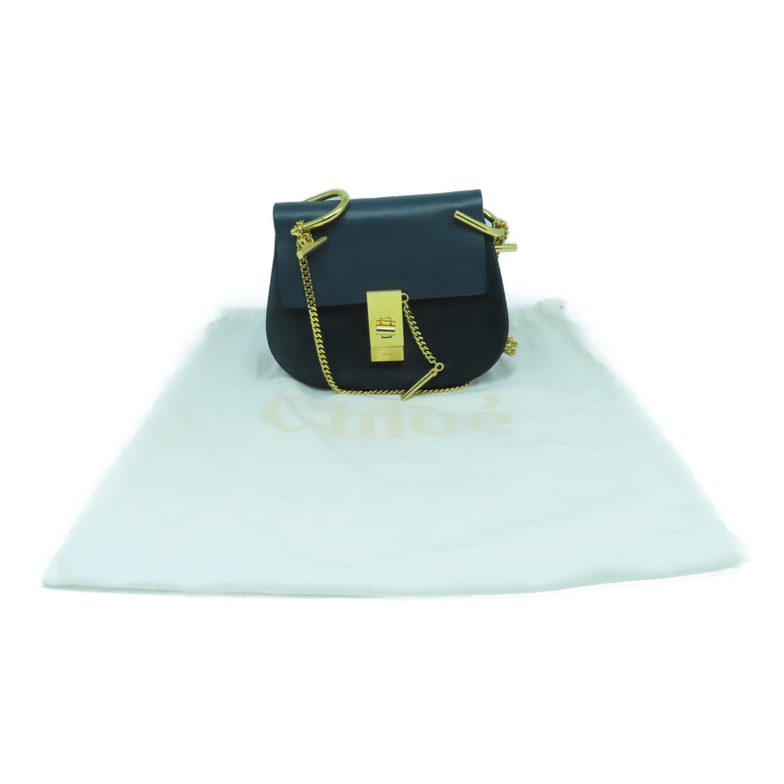 Chloe suede / cowhide leather Shoulder Bag gold buckle shoulder bag teal