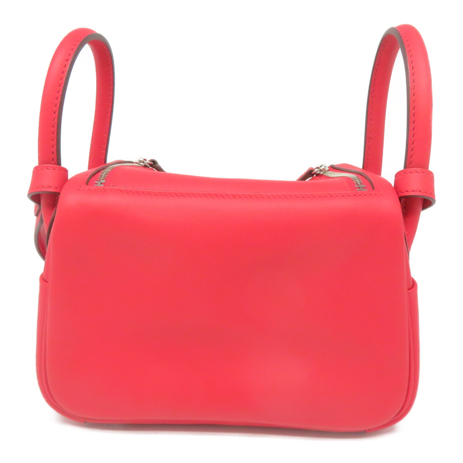 HERMES Swift皮革Mini Lindy銀扣肩背袋Rouge De Coeur