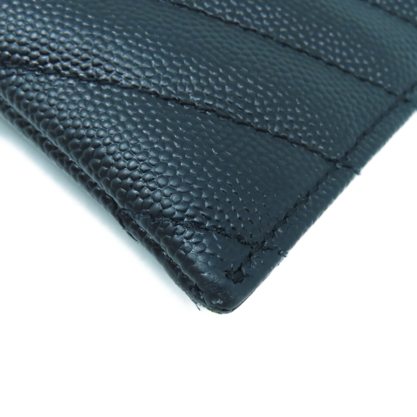 SAINT LAURENT 斜紋牛皮皮革Pouch金扣手拿包黑色