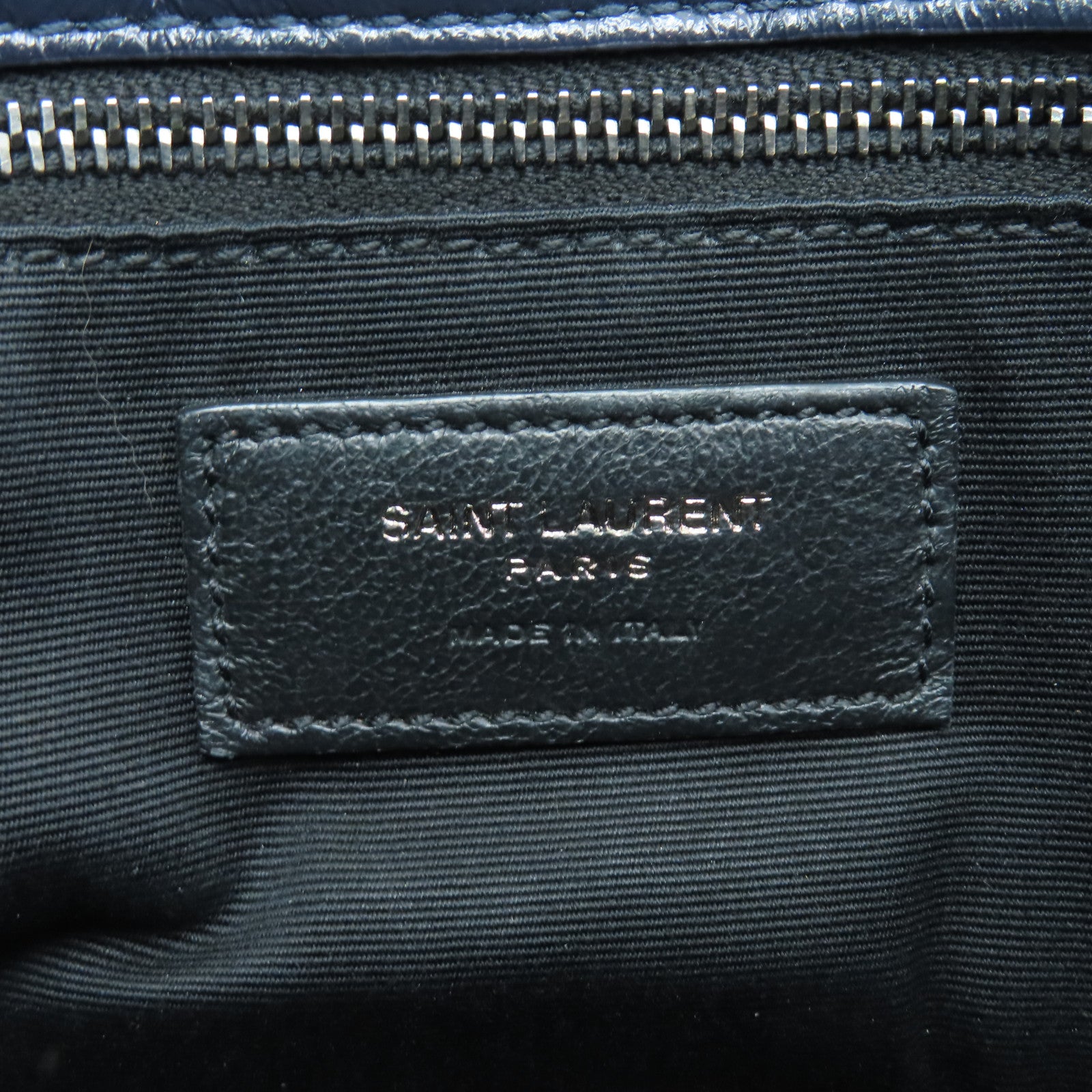 YVES SAINT LAURENT 牛皮皮革Niki Medium銀扣肩背袋藍色