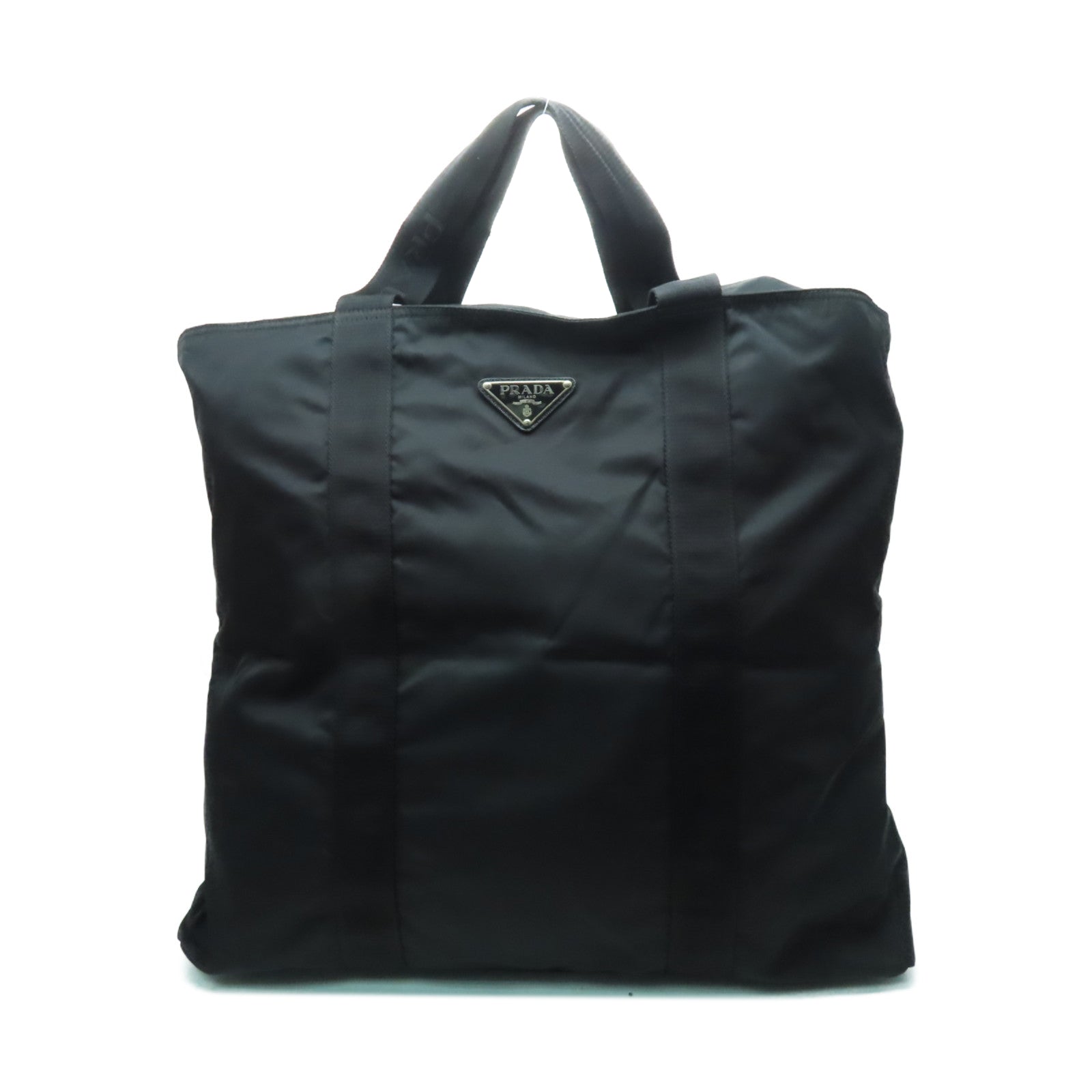PRADA 尼龍Tote Bag銀扣手挽袋黑色