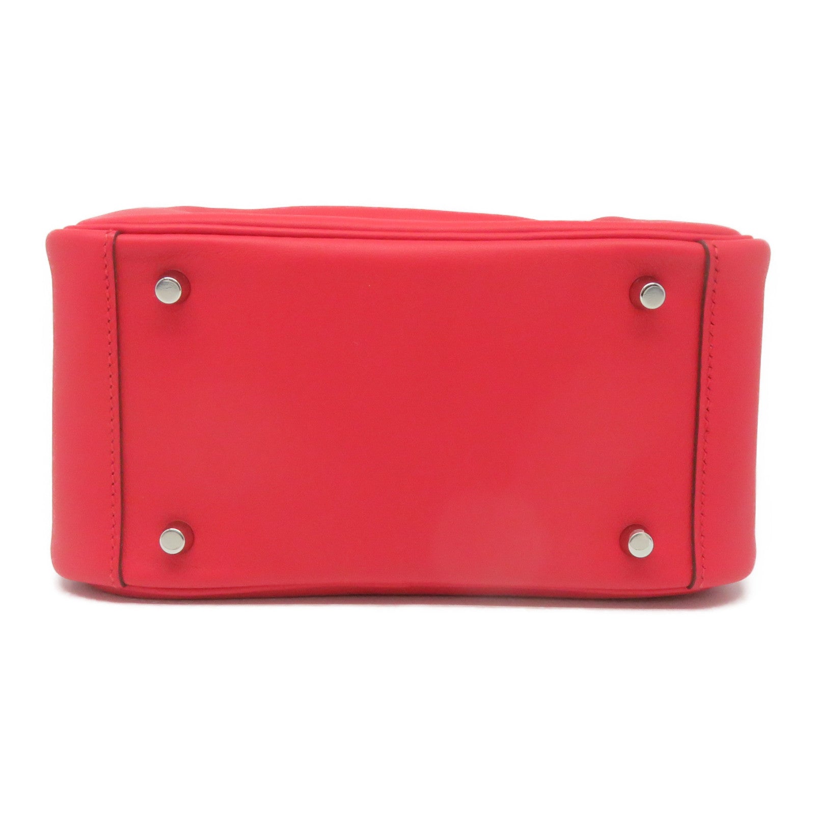 HERMES Swift皮革Mini Lindy銀扣肩背袋Rouge De Coeur