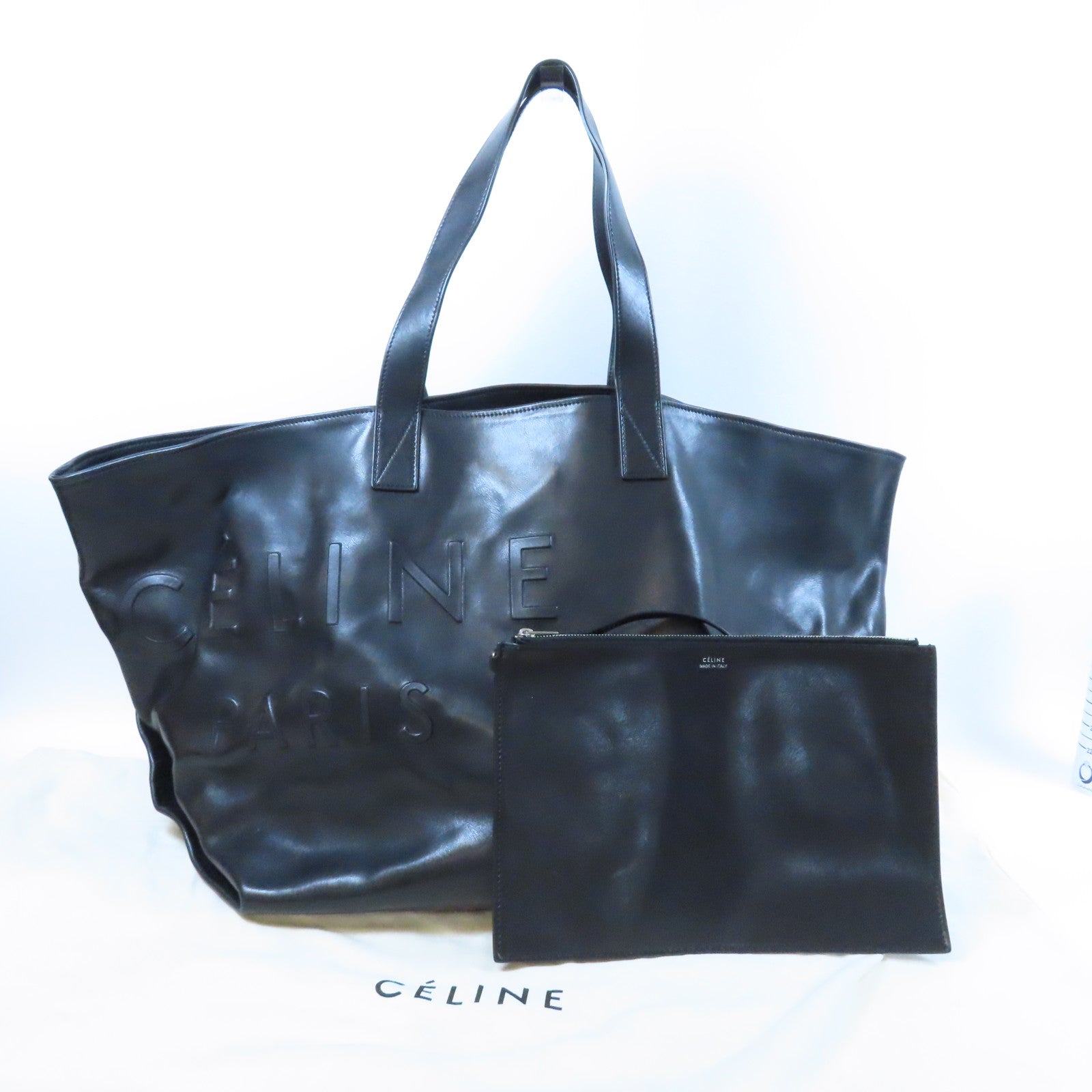 CELINE 牛皮皮革Tote Bag肩背袋黑色