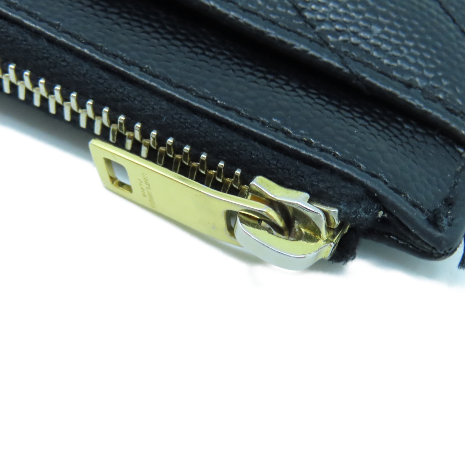 SAINT LAURENT 斜紋牛皮皮革Pouch金扣手拿包黑色