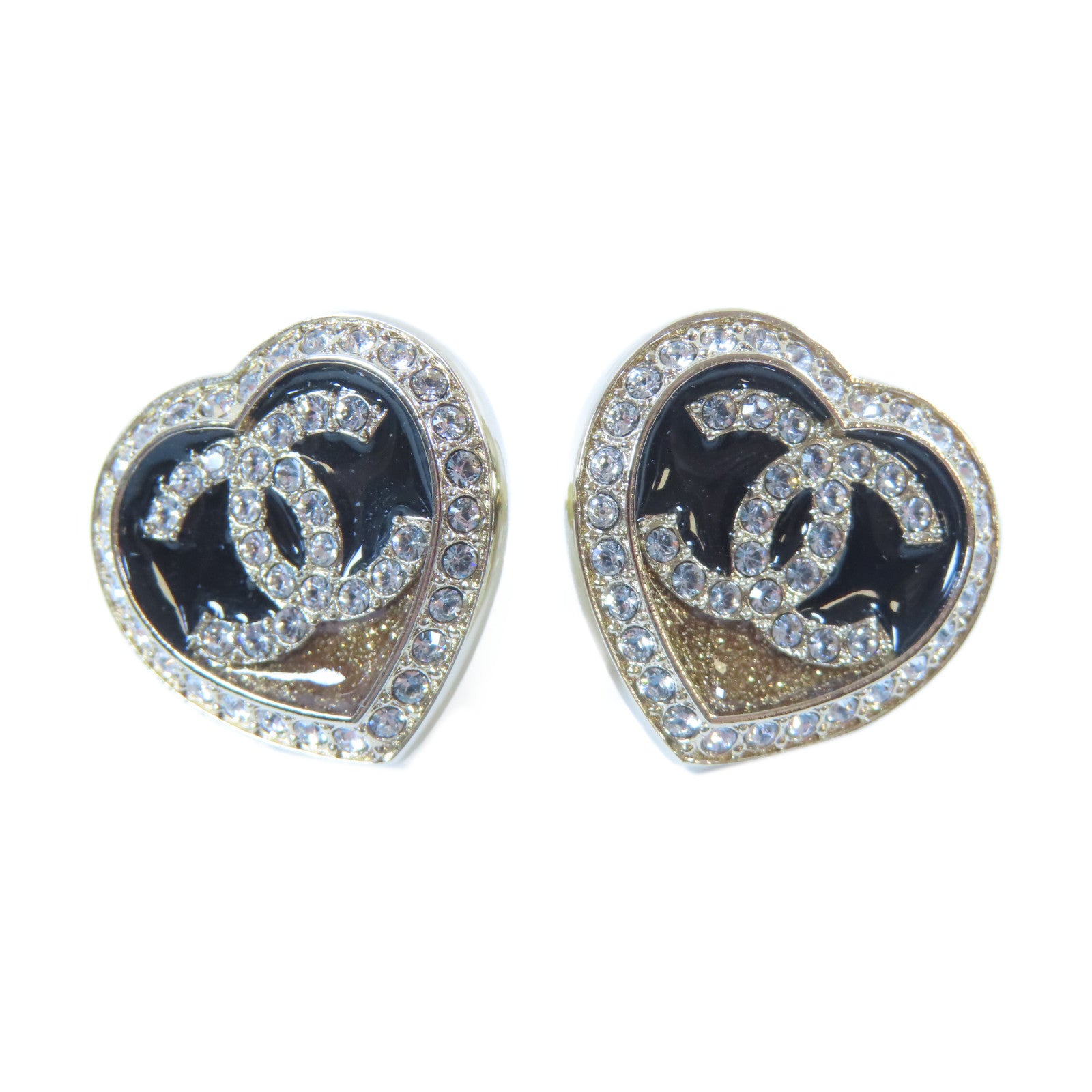 CHANEL 金屬/水晶Earrings耳環黑色
