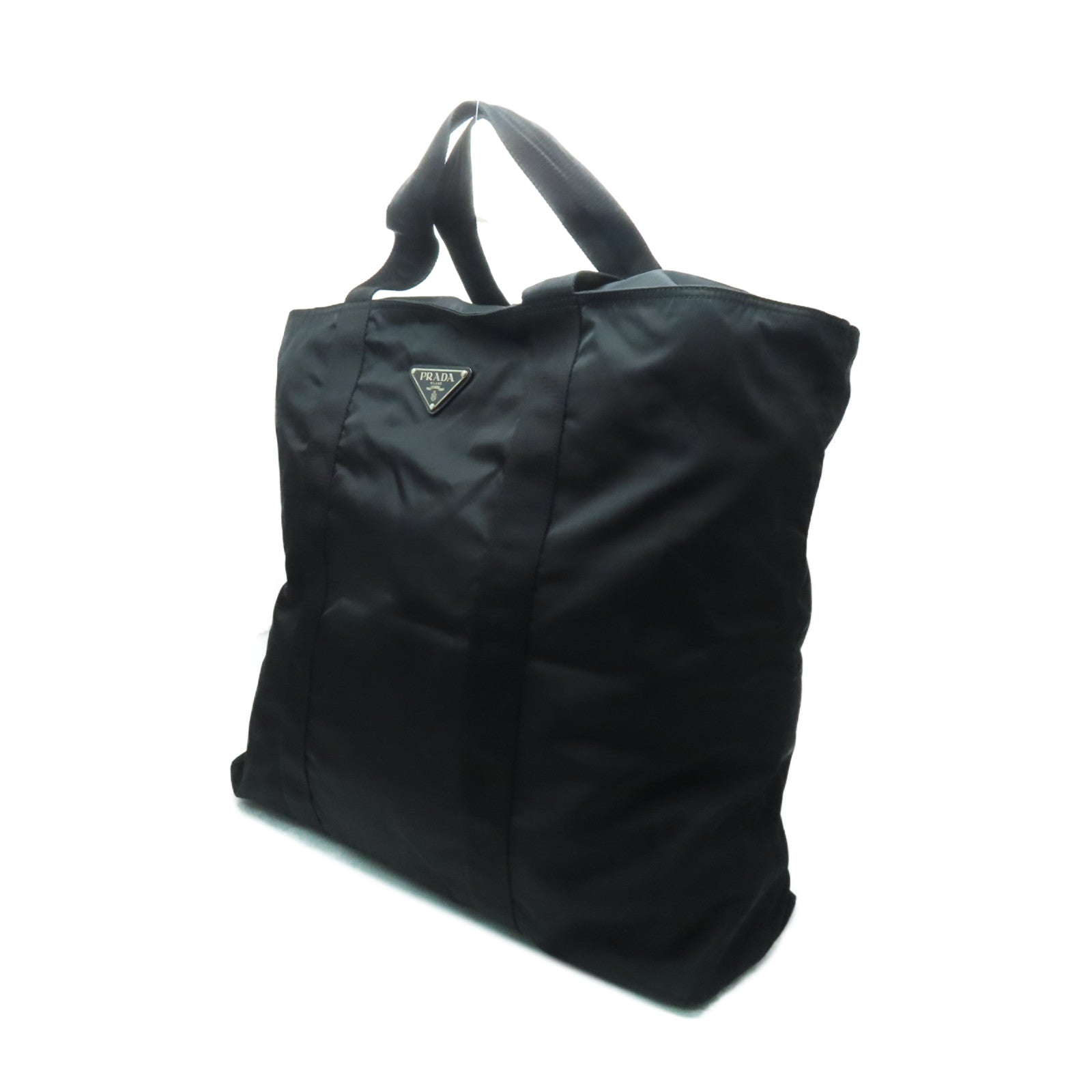 PRADA 尼龍Tote Bag銀扣手挽袋黑色