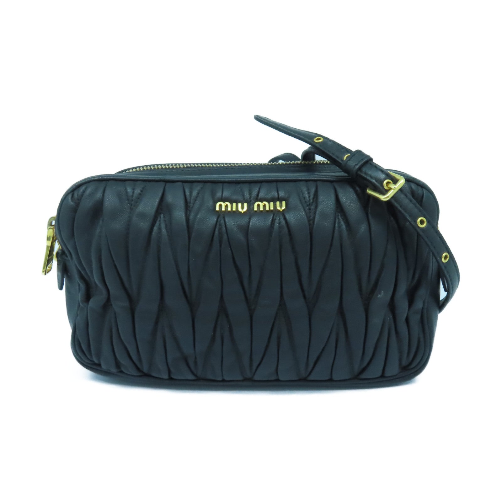 Miu Miu 牛皮皮革Shoulder Bag金扣肩背袋黑色