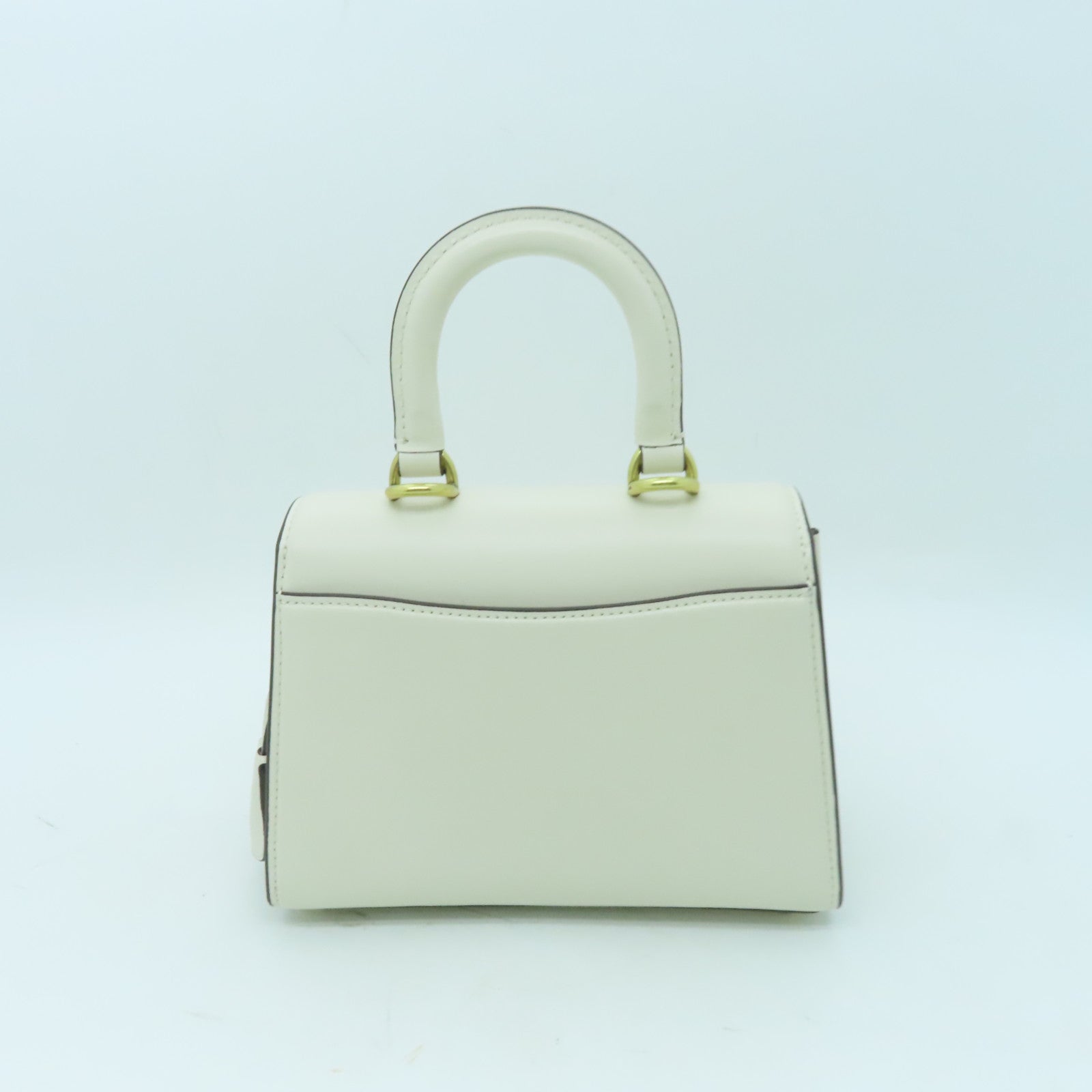 COACH 牛皮皮革2 Way Shoulder金扣手挽肩背兩用袋奶油色
