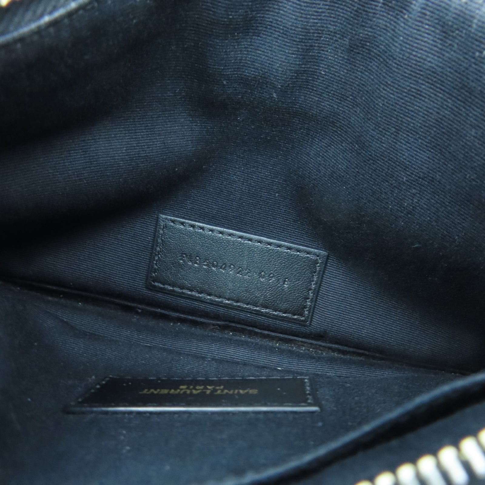 SAINT LAURENT 斜紋牛皮皮革Pouch金扣手拿包黑色