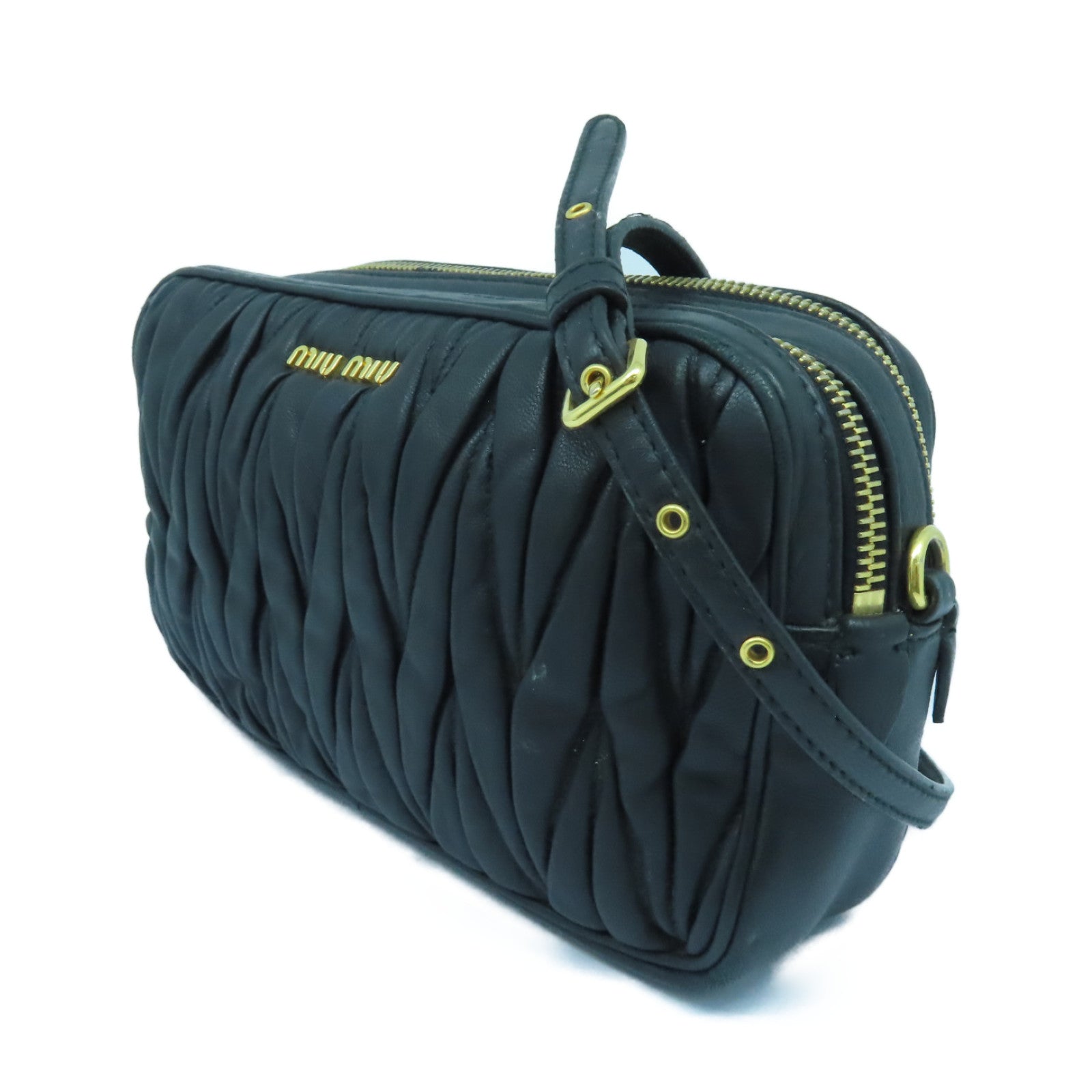 Miu Miu 牛皮皮革Shoulder Bag金扣肩背袋黑色