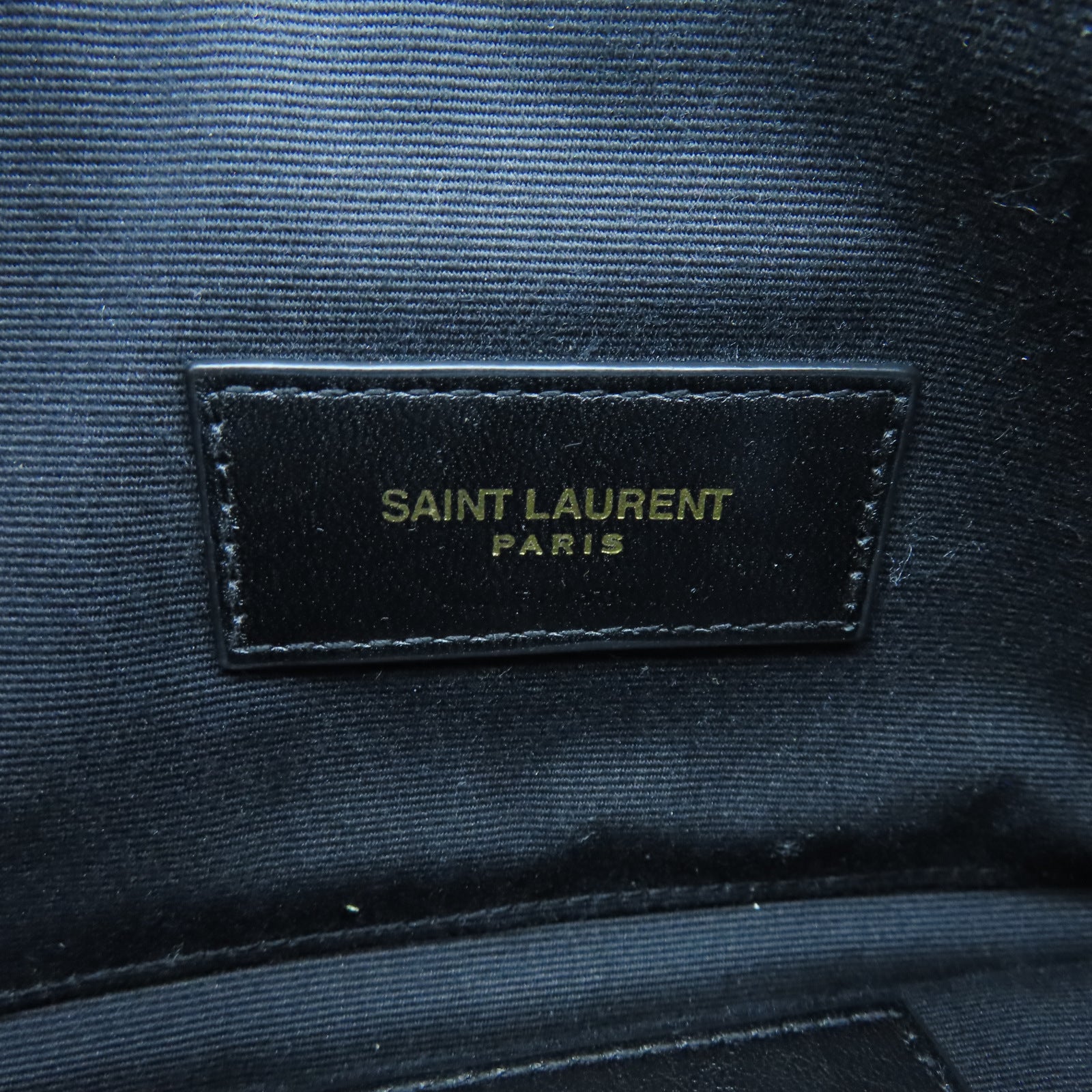 SAINT LAURENT 斜紋牛皮皮革Pouch金扣手拿包黑色