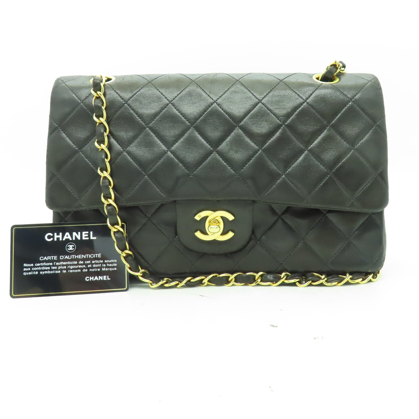 CHANEL 【激減優惠】菱格羊皮皮革Chain Shoulder金扣鏈帶肩背袋黑色