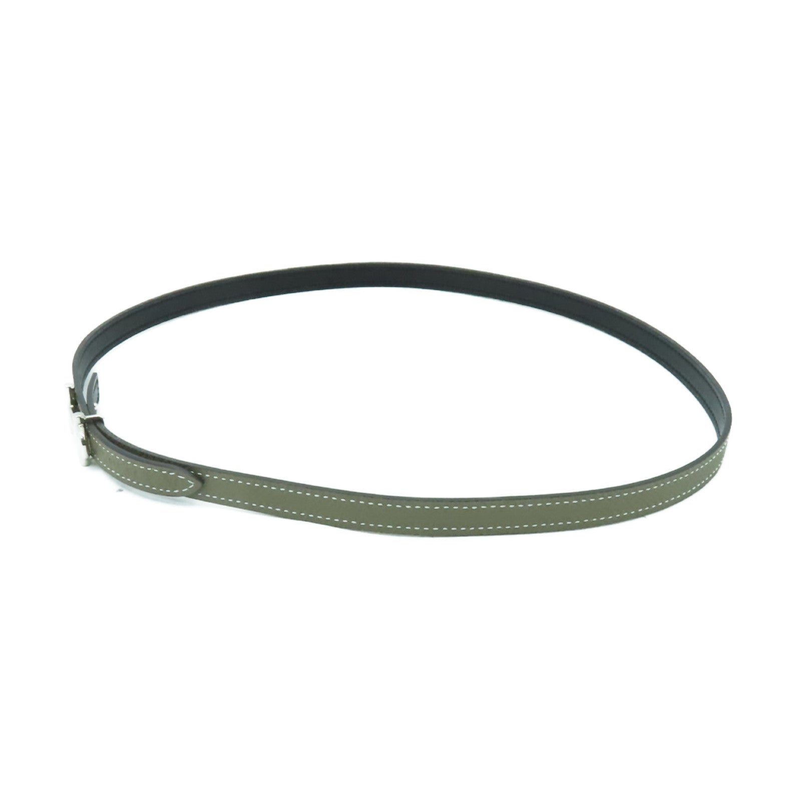 HERMES Epsom皮革Belt 75cm銀扣皮帶Etoupe灰色