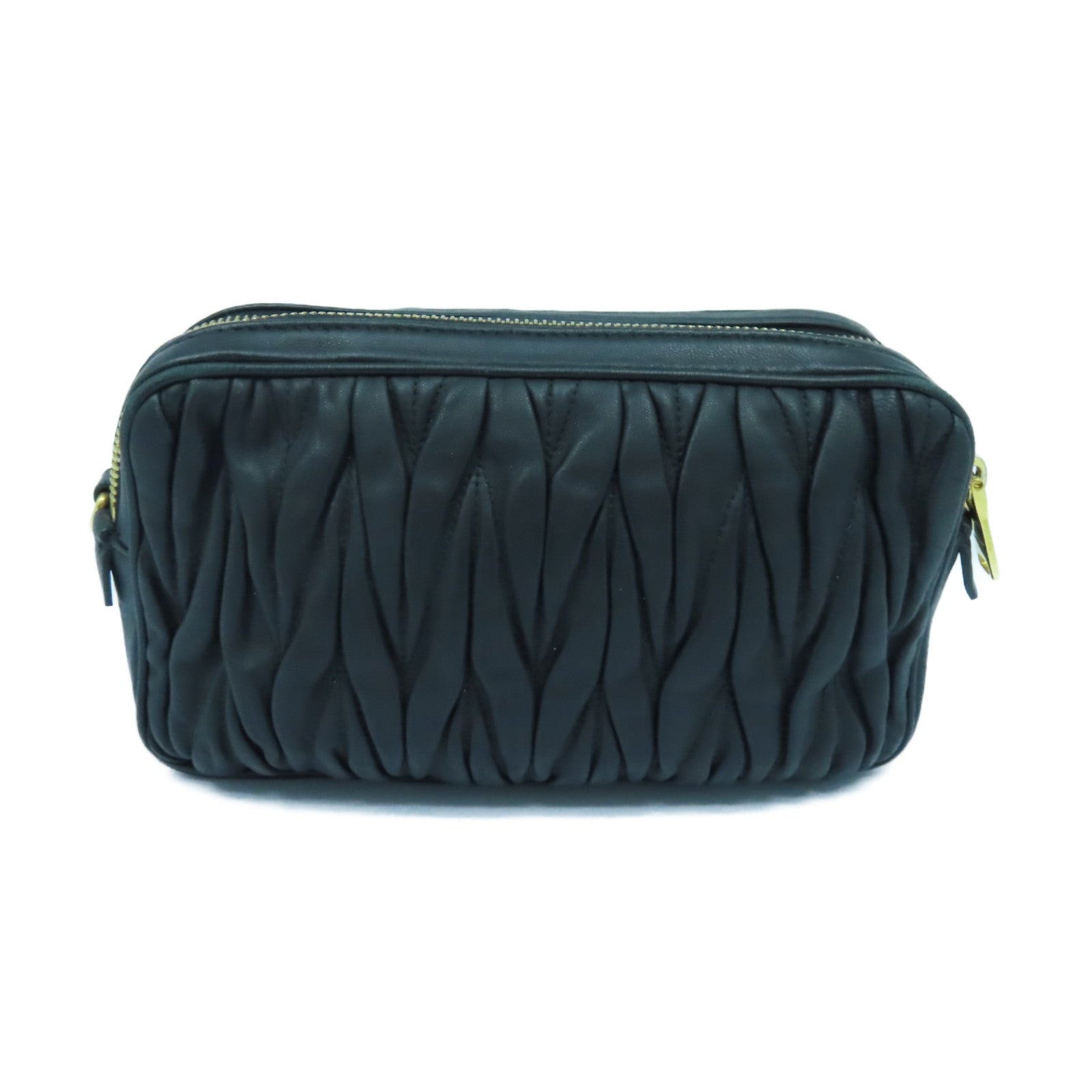 Miu Miu 牛皮皮革Shoulder Bag金扣肩背袋黑色