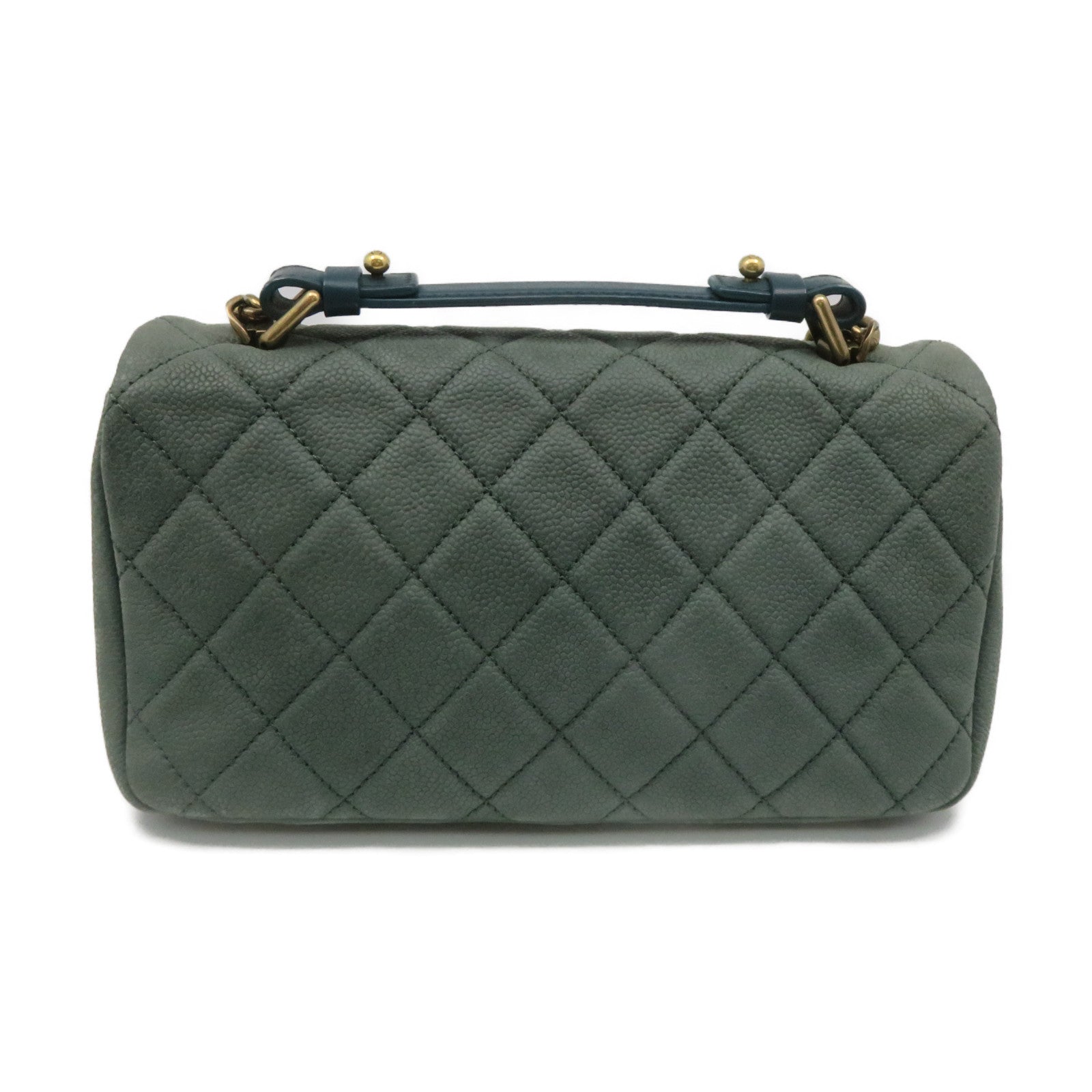 CHANEL Lingge Caviar Leather Chain Shoulder Bag Gold Buckle Chain Belt Handle Shoulder Back Dual-purpose Bag Green