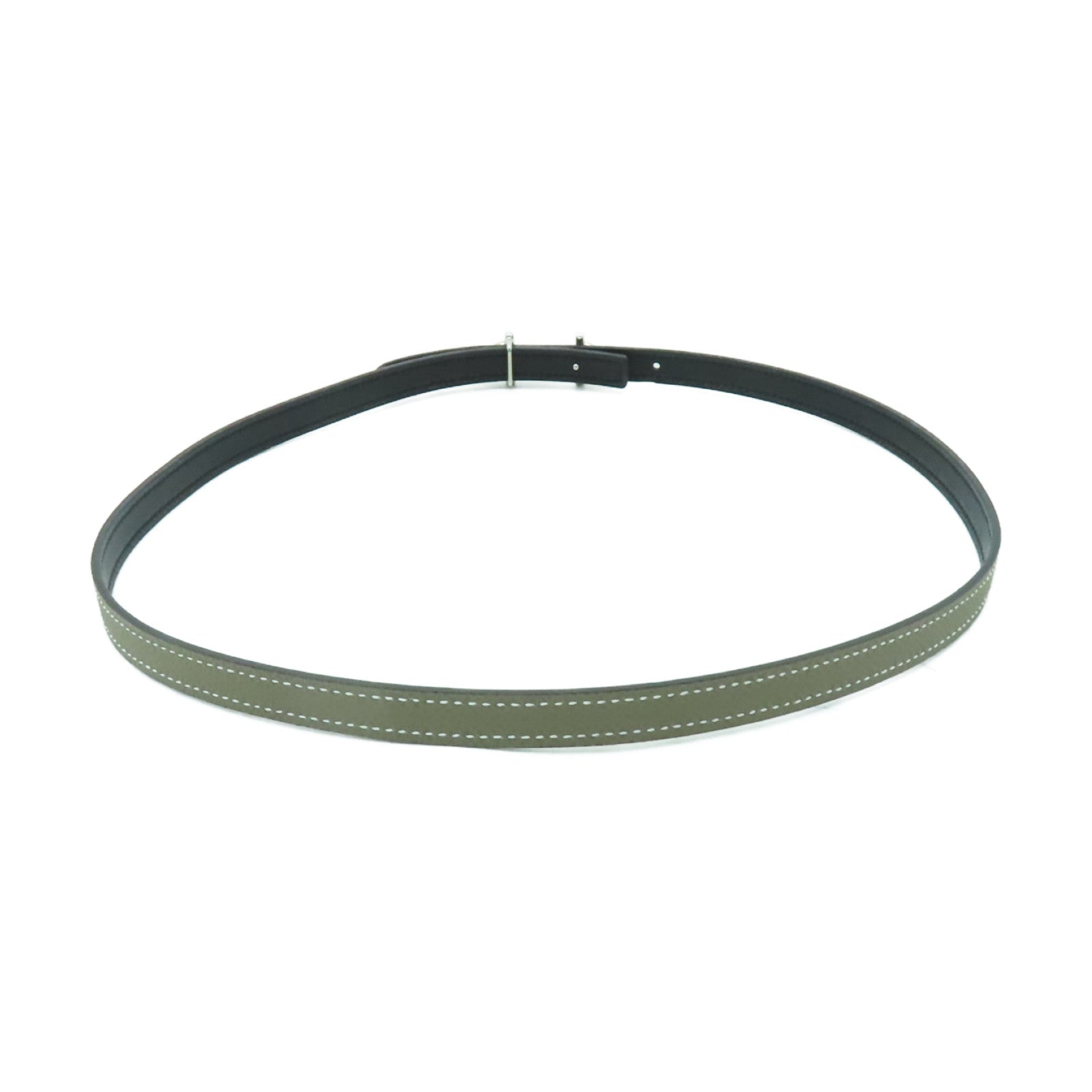 HERMES Epsom皮革Belt 75cm銀扣皮帶Etoupe灰色