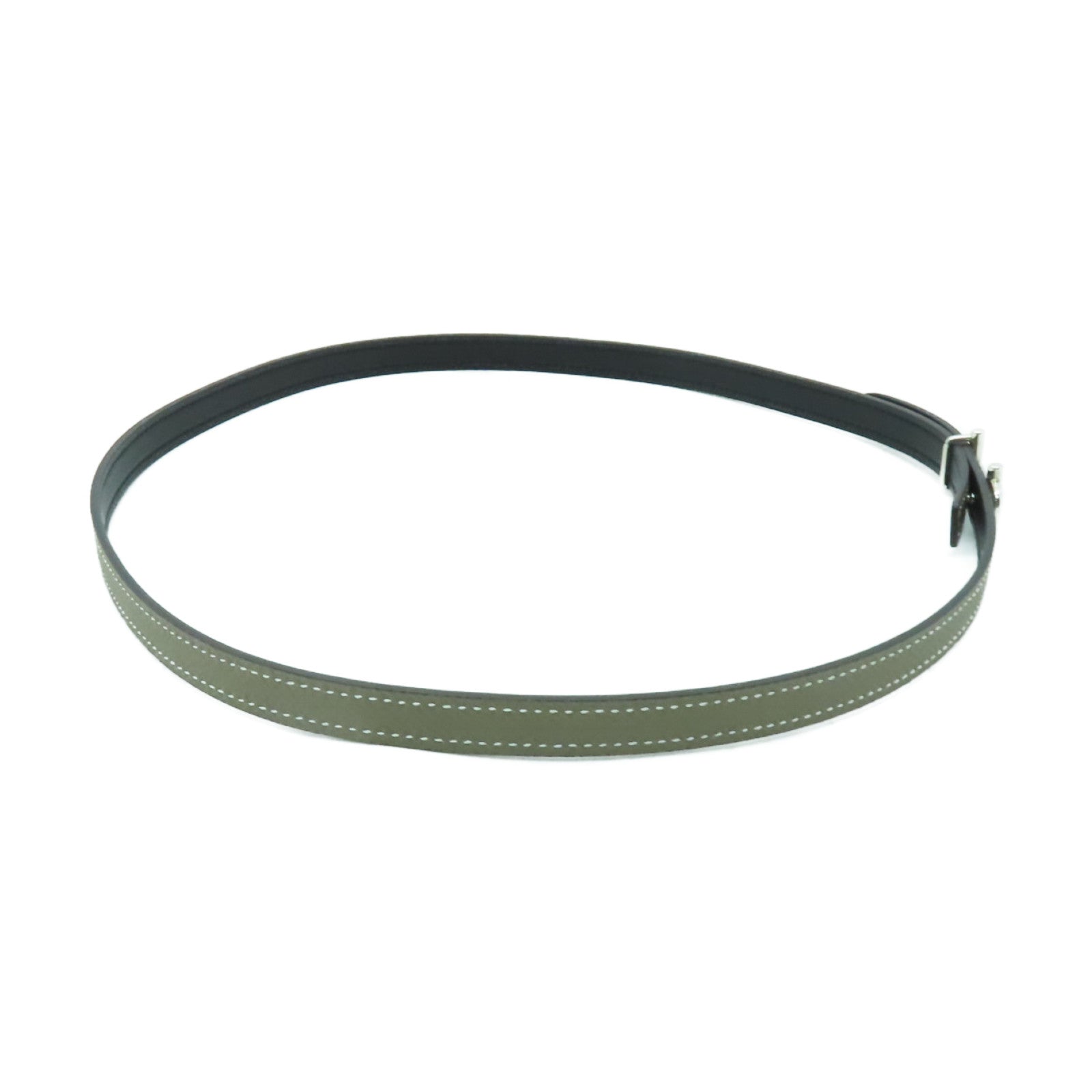 HERMES Epsom皮革Belt 75cm銀扣皮帶Etoupe灰色