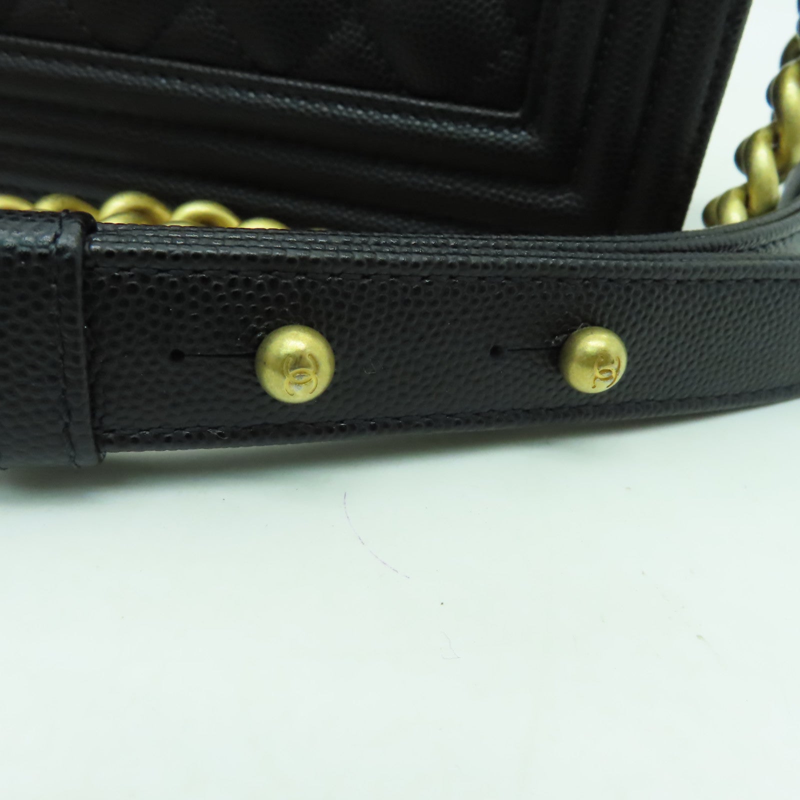 CHANEL 菱格Caviar皮革Boy Chanel 25金扣手挽肩背兩用袋黑色