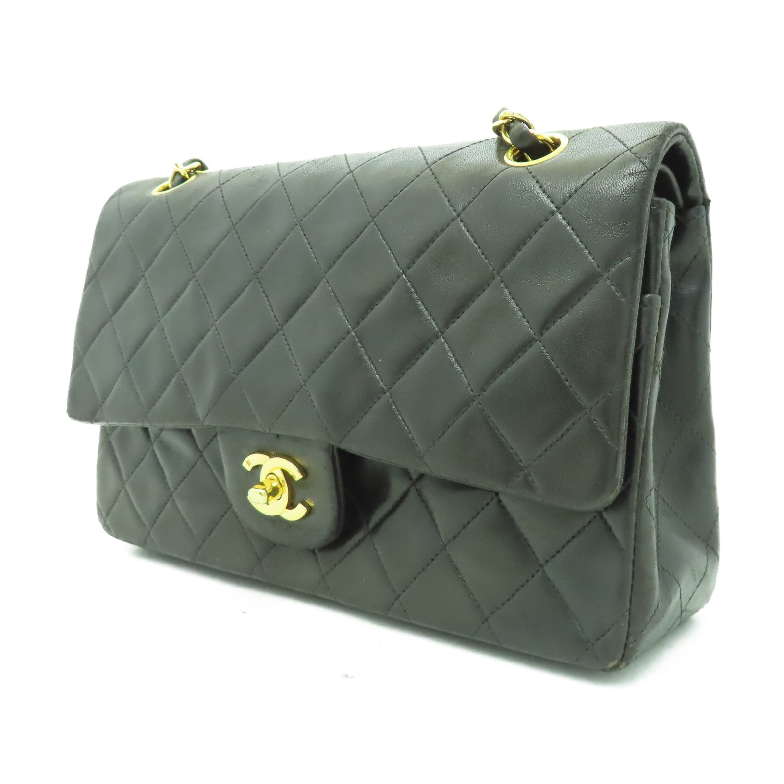 CHANEL 【激減優惠】菱格羊皮皮革Chain Shoulder金扣鏈帶肩背袋黑色