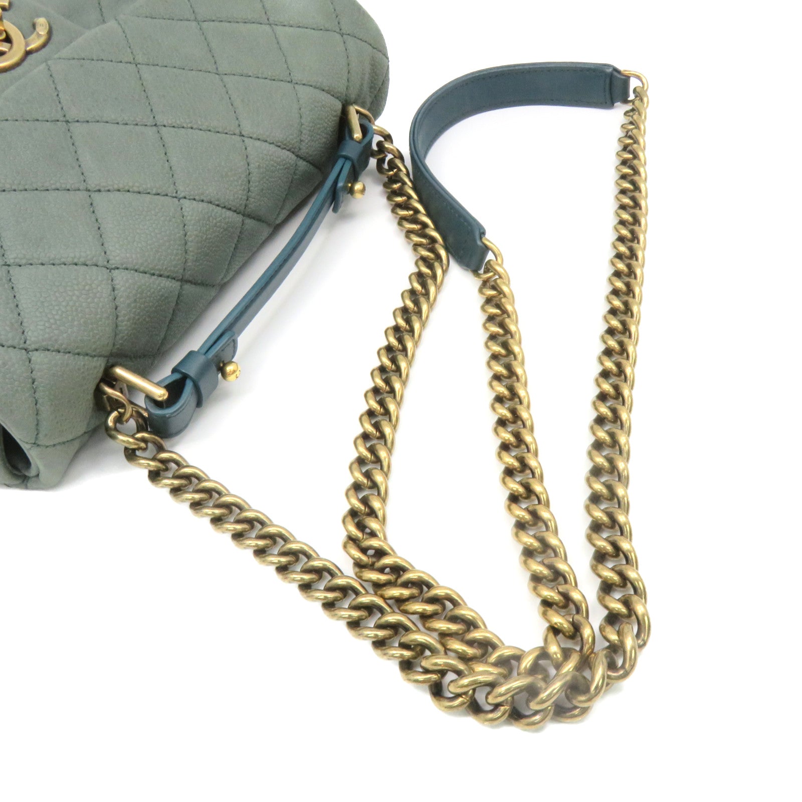 CHANEL Lingge Caviar Leather Chain Shoulder Bag Gold Buckle Chain Belt Handle Shoulder Back Dual-purpose Bag Green