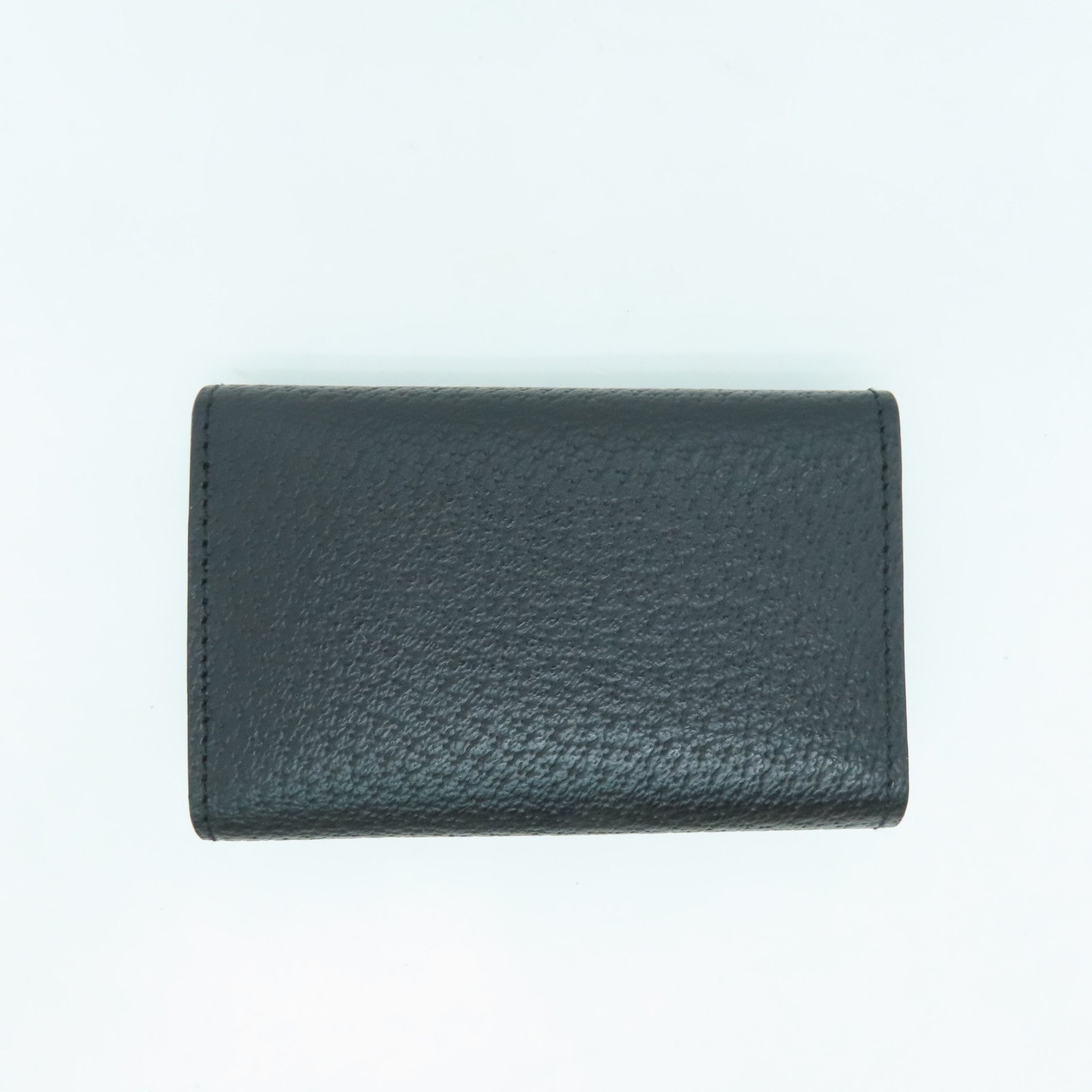 Salvatore Ferragamo Leather Key Holder Silver Buckle Key Bag Black