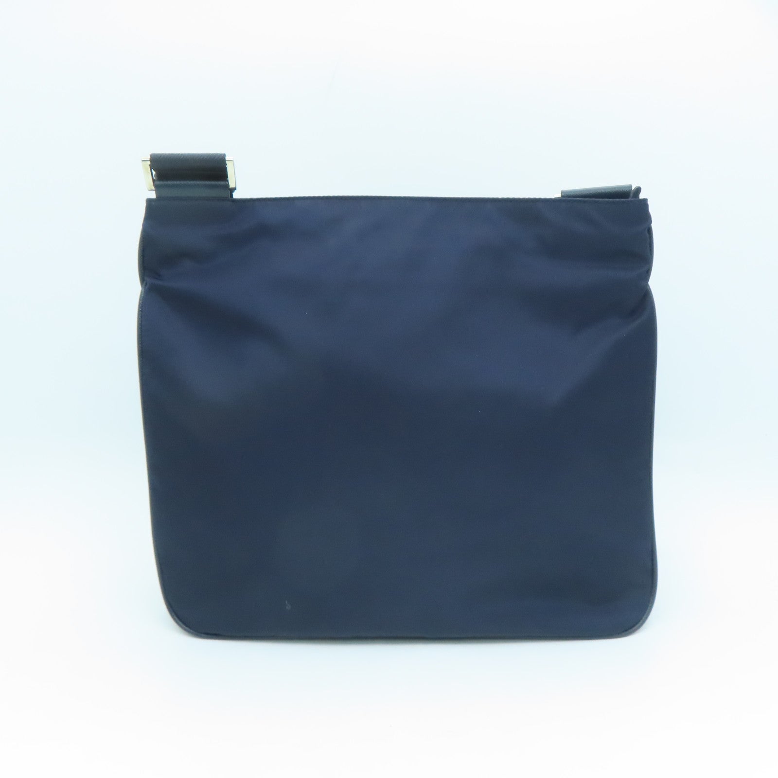 PRADA Nylon Shoulder Bag Silver Buckle Shoulder Bag Dark Blue